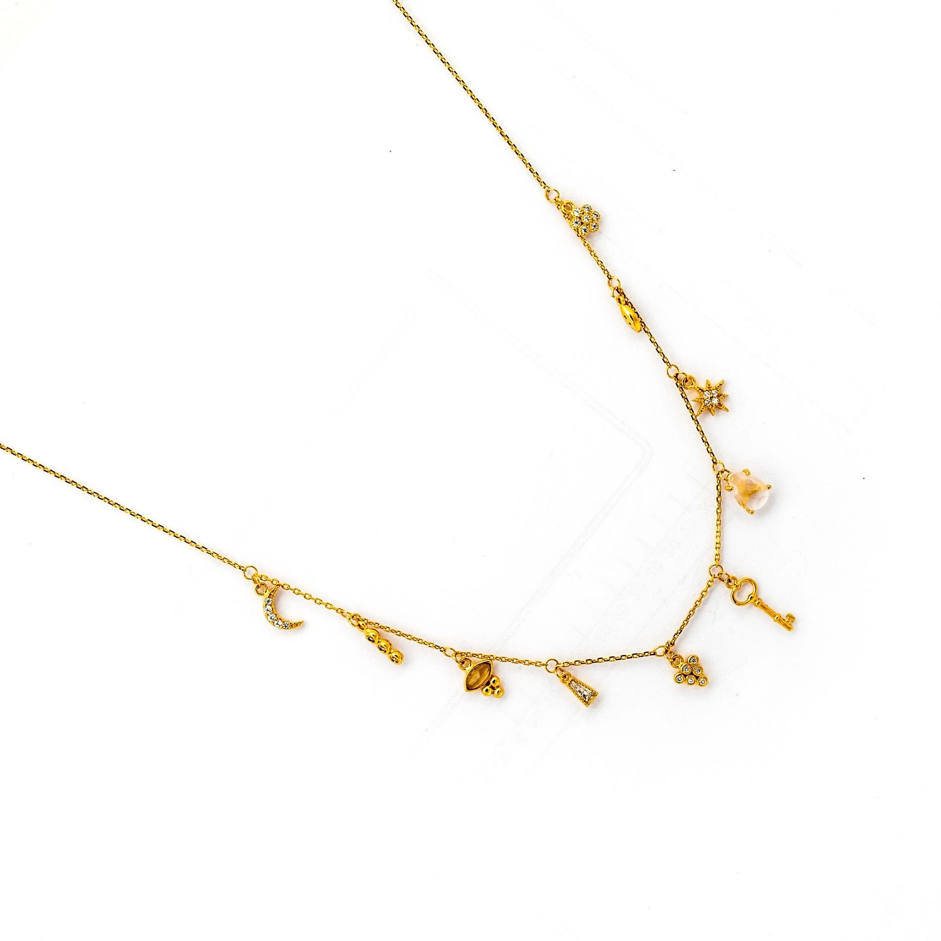 Gold Necklace With Stationed Charms - Image 3