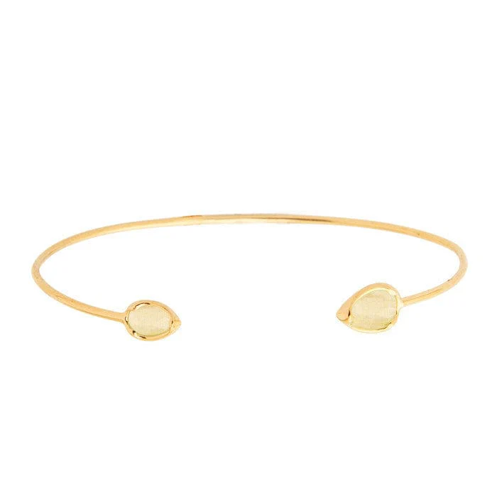Tear Drop Stone Open Cuff Bracelet - Image 2