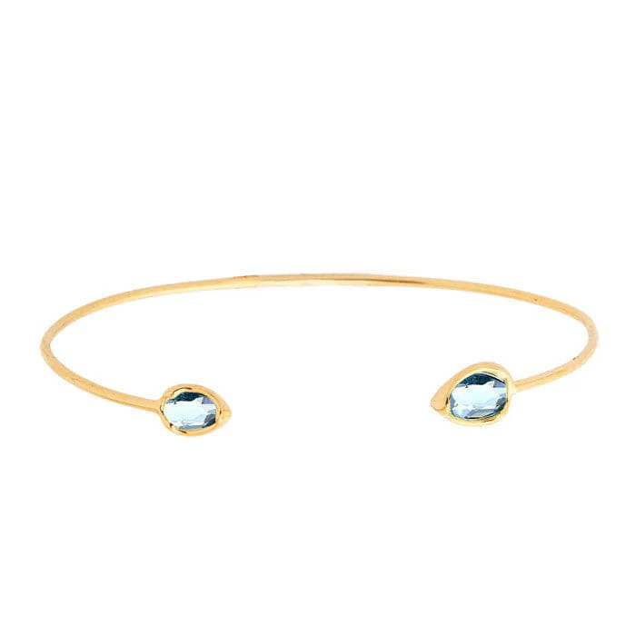 Tear Drop Stone Open Cuff Bracelet - Image 3