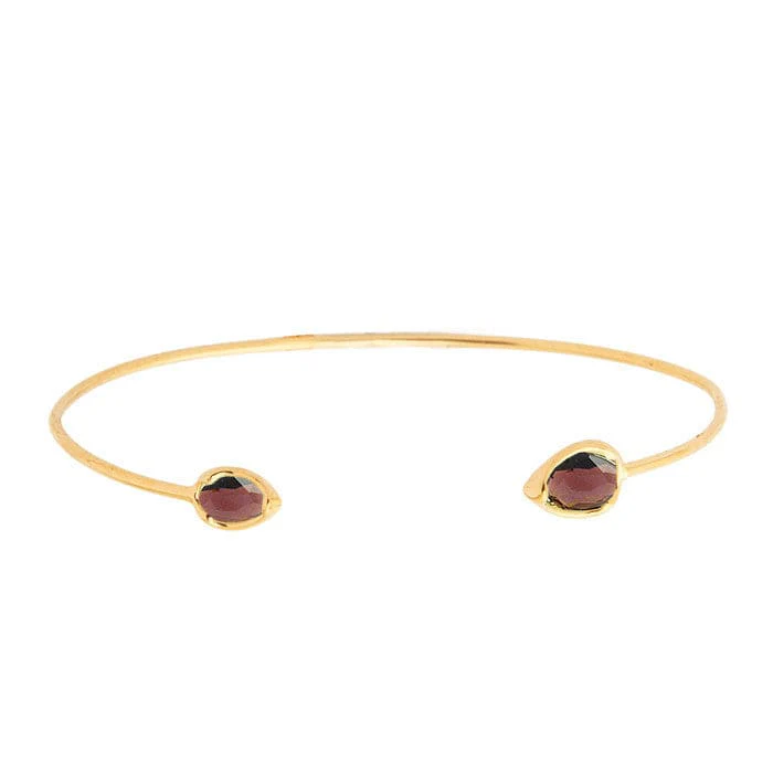 Tear Drop Stone Open Cuff Bracelet - Image 4