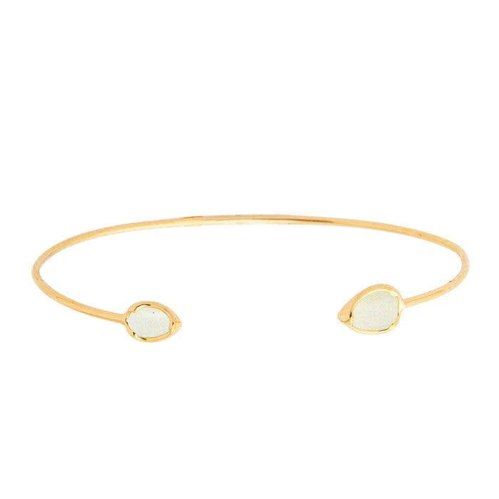 Tear Drop Stone Open Cuff Bracelet - Image 5