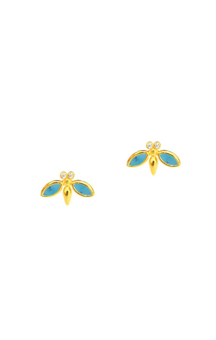 Gold Vermeil Bee Studs With Stone Accents - Image 2