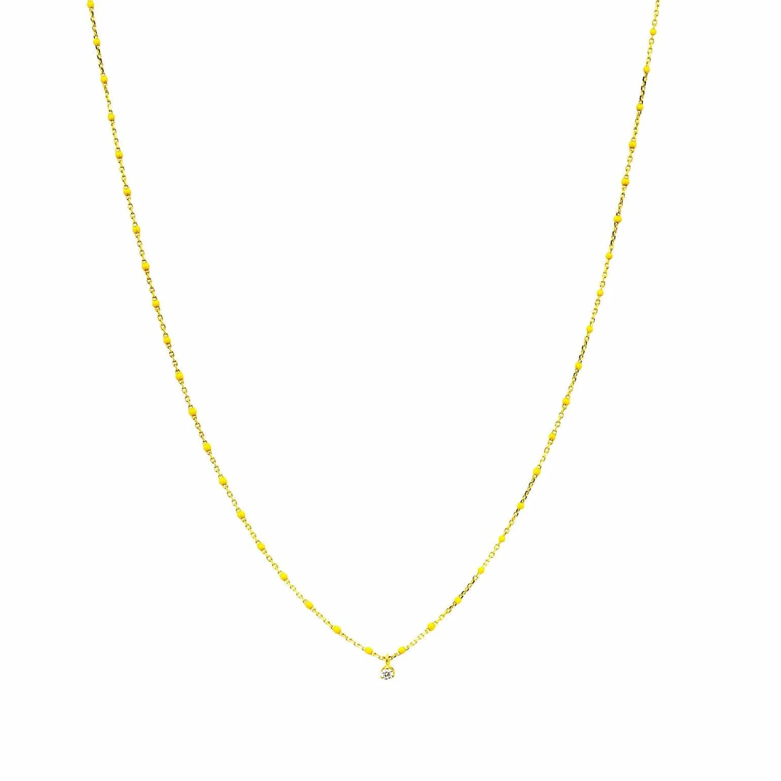 Gold Vermeil Enamel Necklace with Yellow CZ Charms
