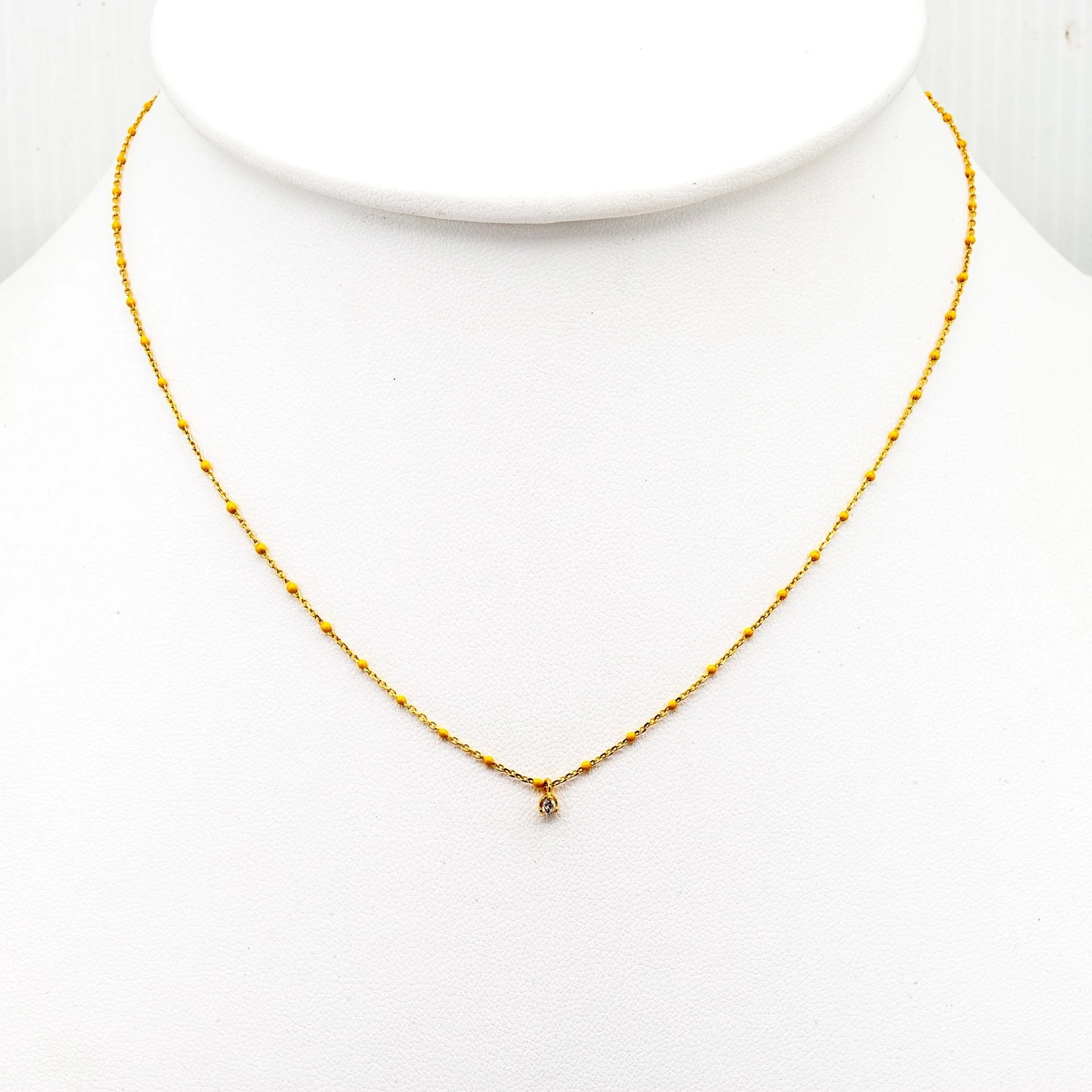 Gold Vermeil Enamel Necklace with Yellow CZ Charms - Image 2