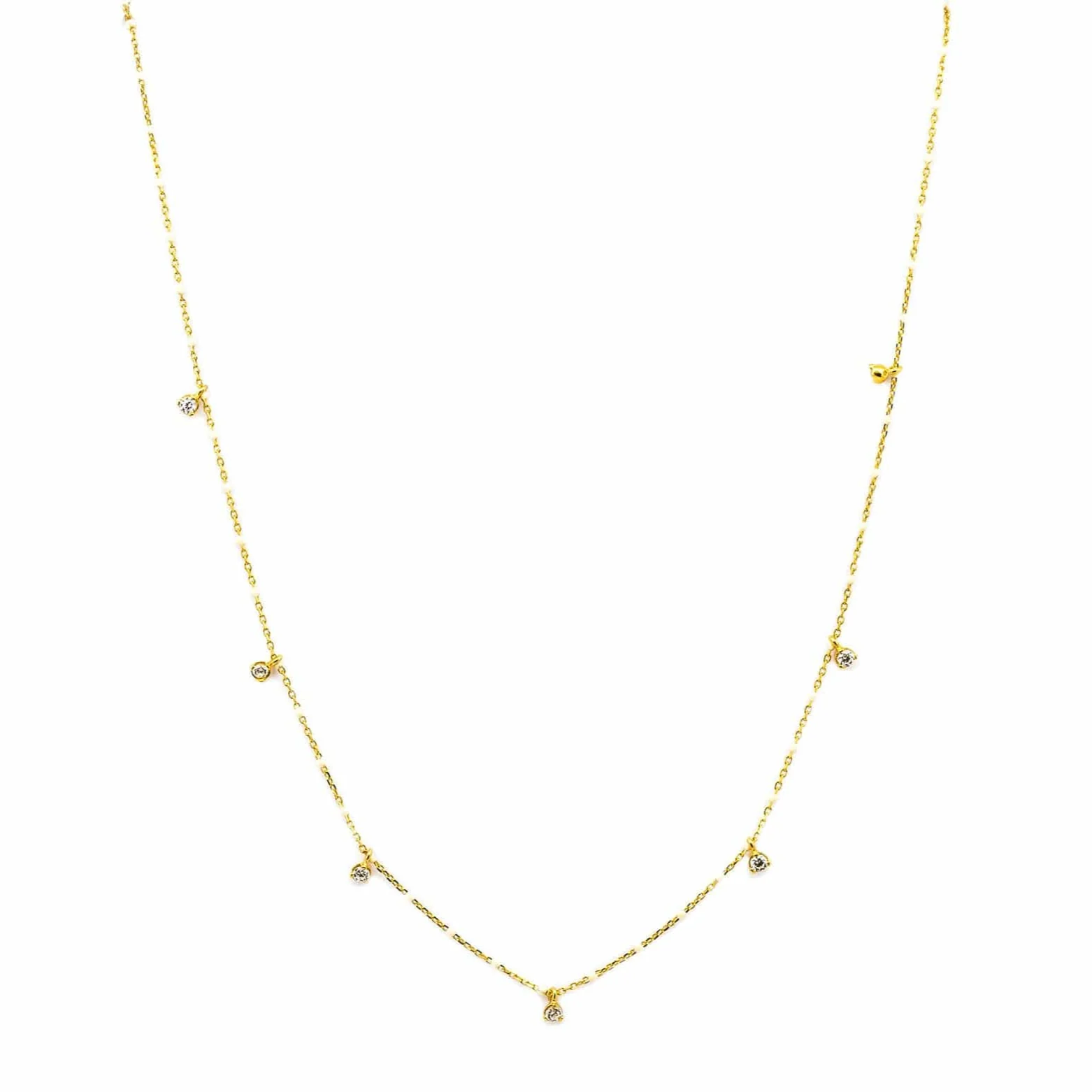 Gold Vermeil Enamel with Stationed Charm Necklace