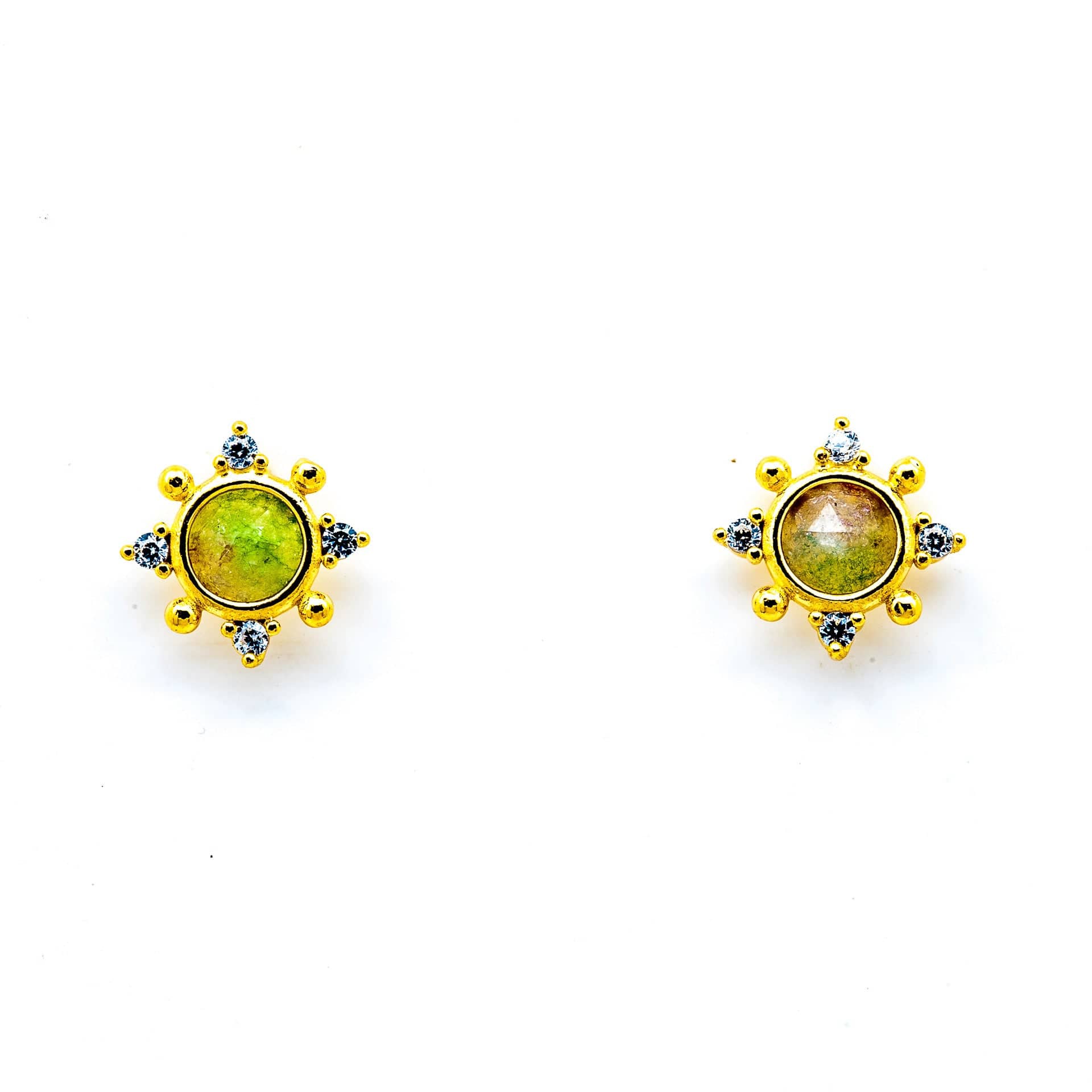 Gold Vermeil Watermelon Medallion Tourmaline Studs - Image 2