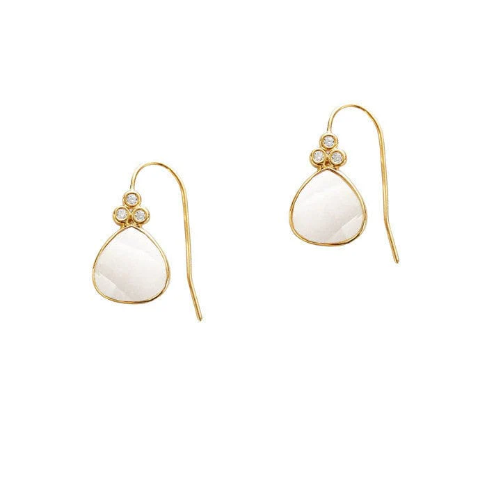Stone Drop Earring With Triple CZ Detail - Image 4