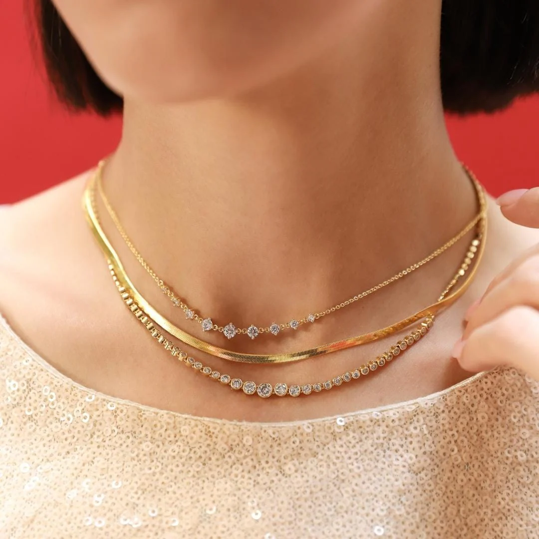 Graduated CZ Station Necklace - Image 2