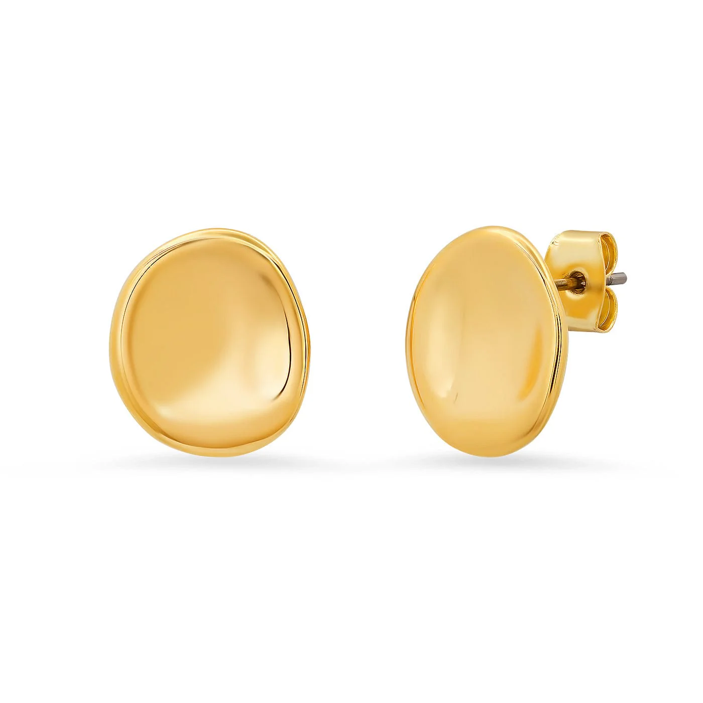 Hammered Gold Button Earrings
