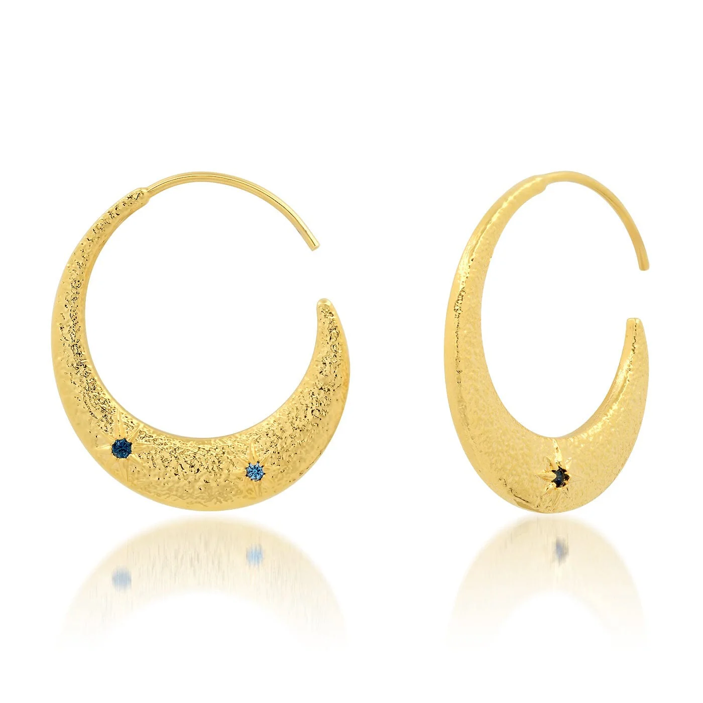 Stellar Hammered Gold Crescent Hoops