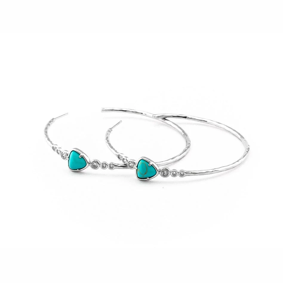Hand Hammered Turquoise Hoop - Image 2
