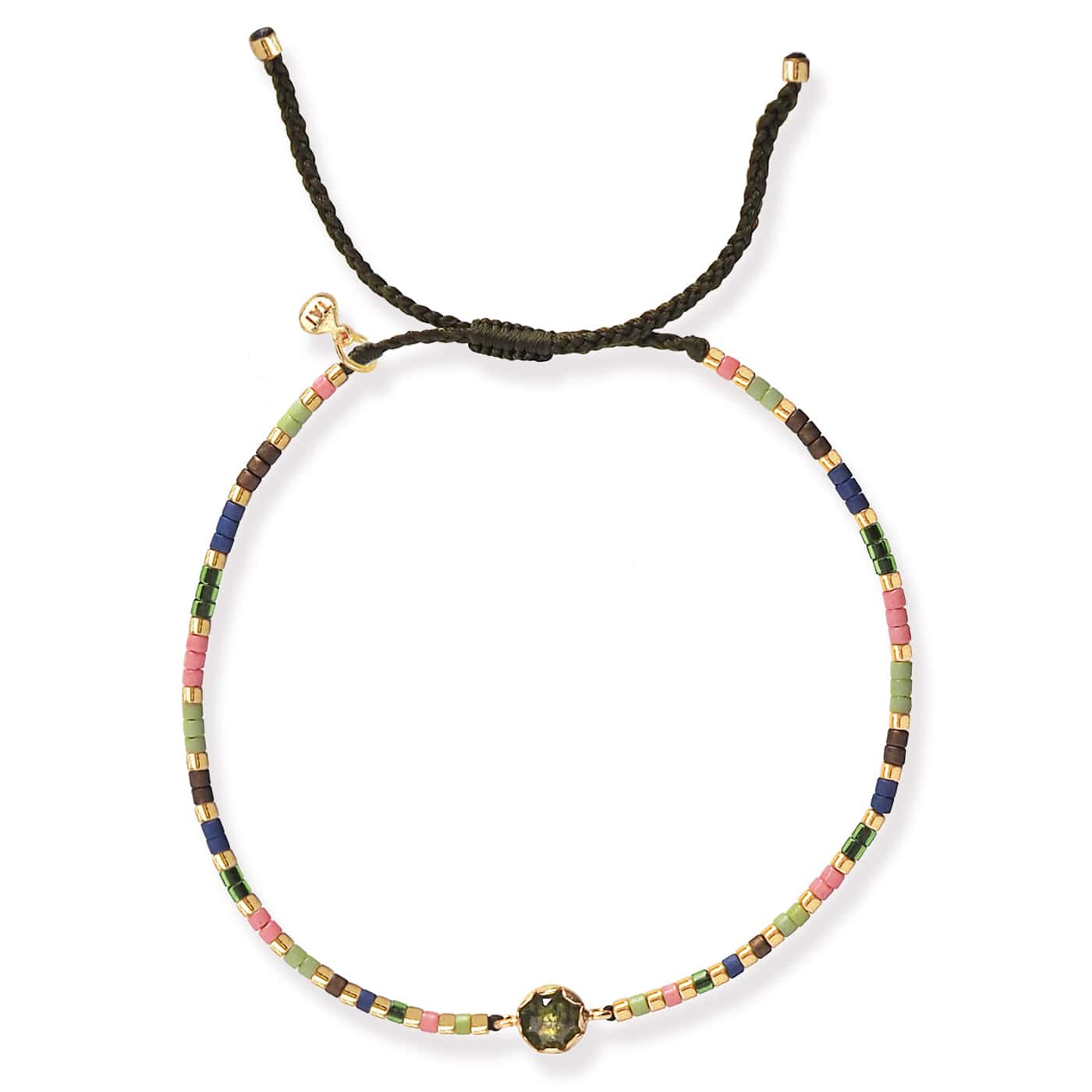 Handmade Beaded Bracelet With Glass Stone Accent - Image 5