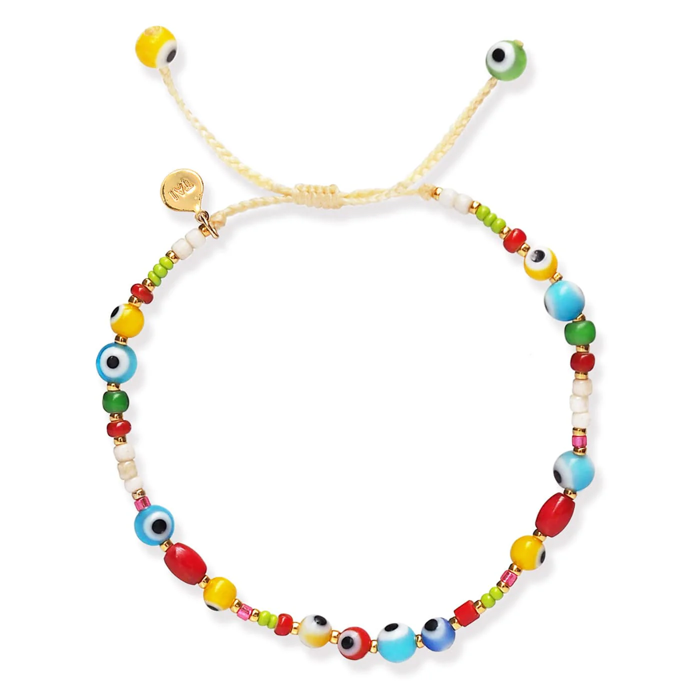 Handmade Beaded Bracelet With Round Evil Eye Beads - Image 3
