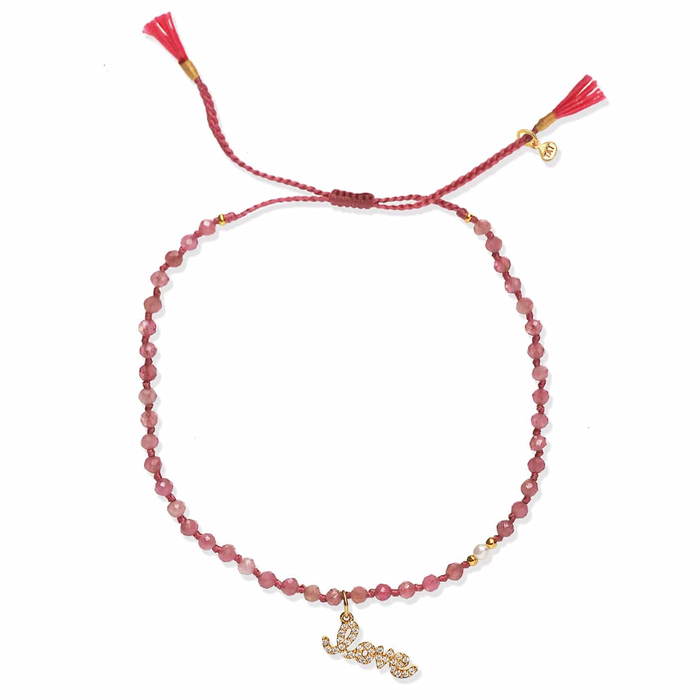 Handmade Beaded Bracelets with Love Dangle