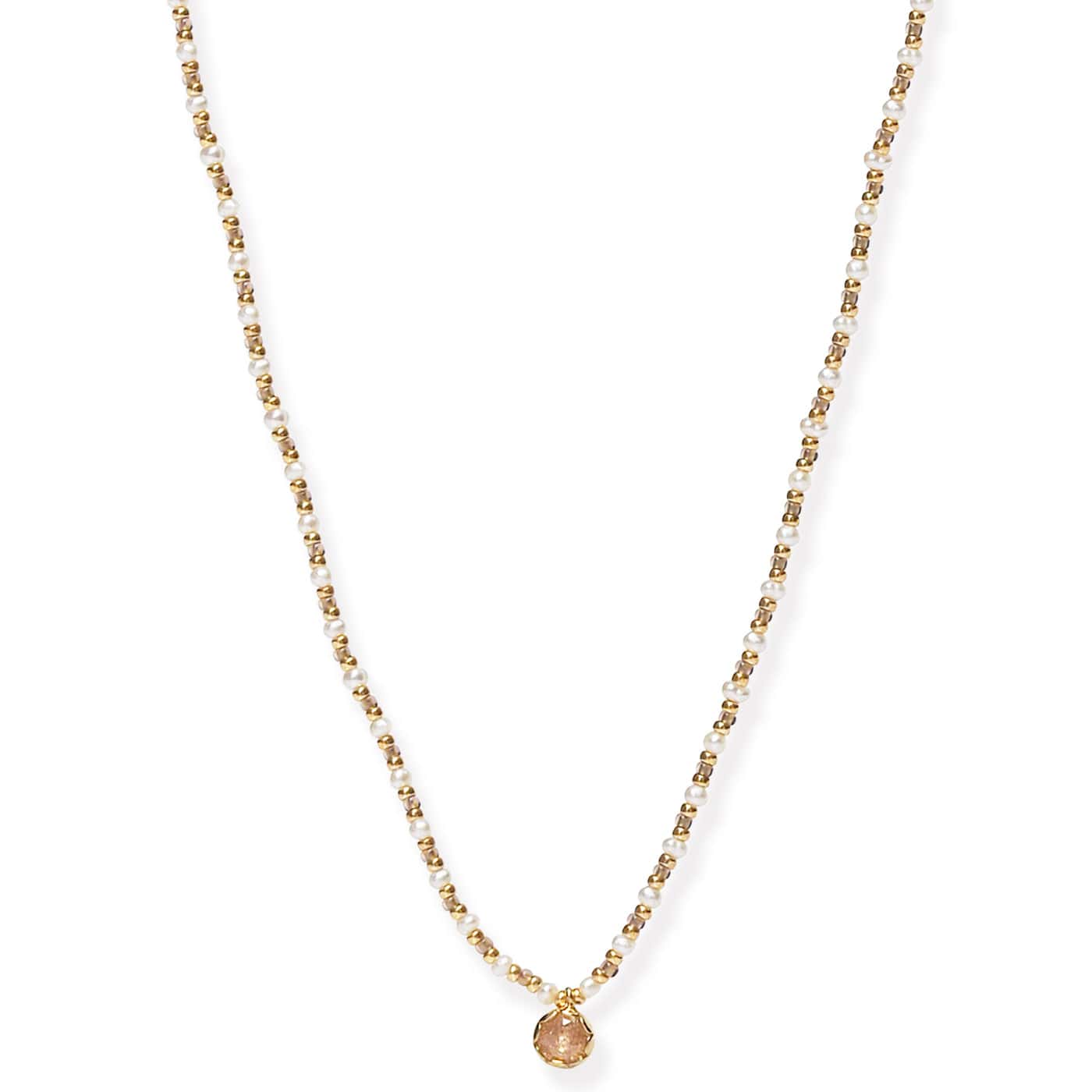 Handmade Beaded Necklace With Glass Stone Accent - Image 3