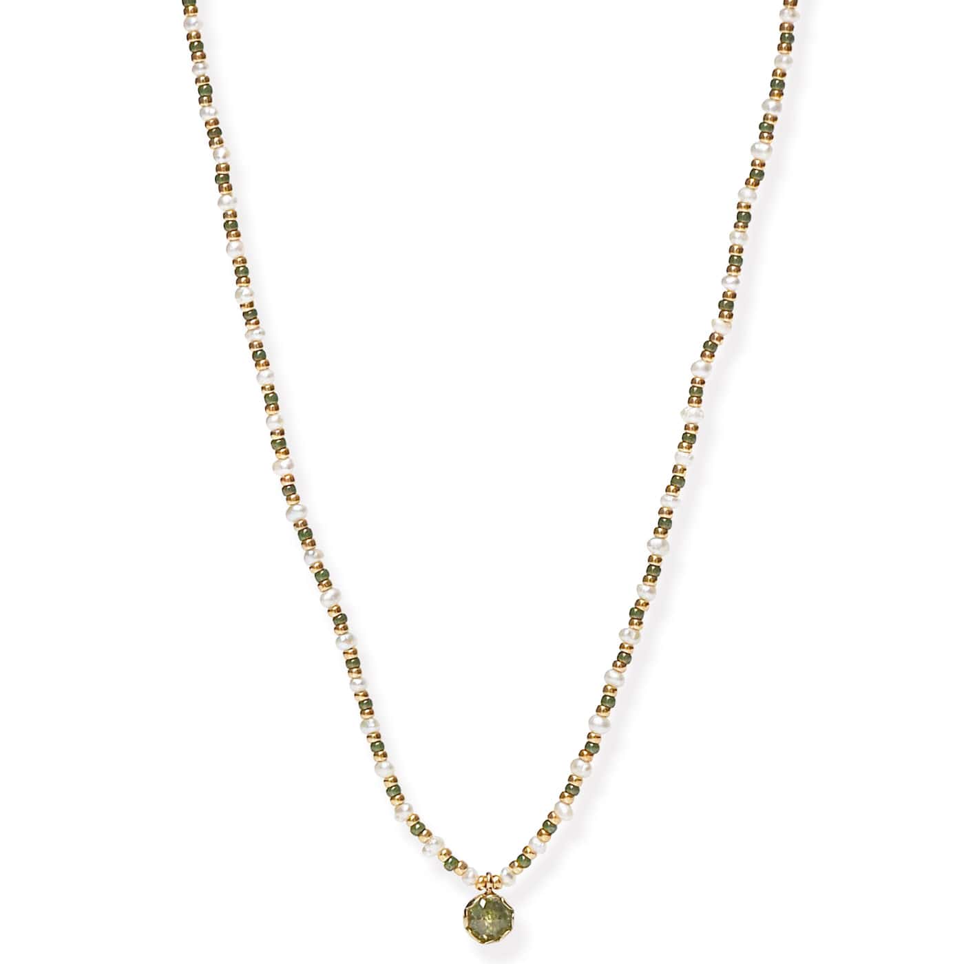 Handmade Beaded Necklace With Glass Stone Accent - Image 5