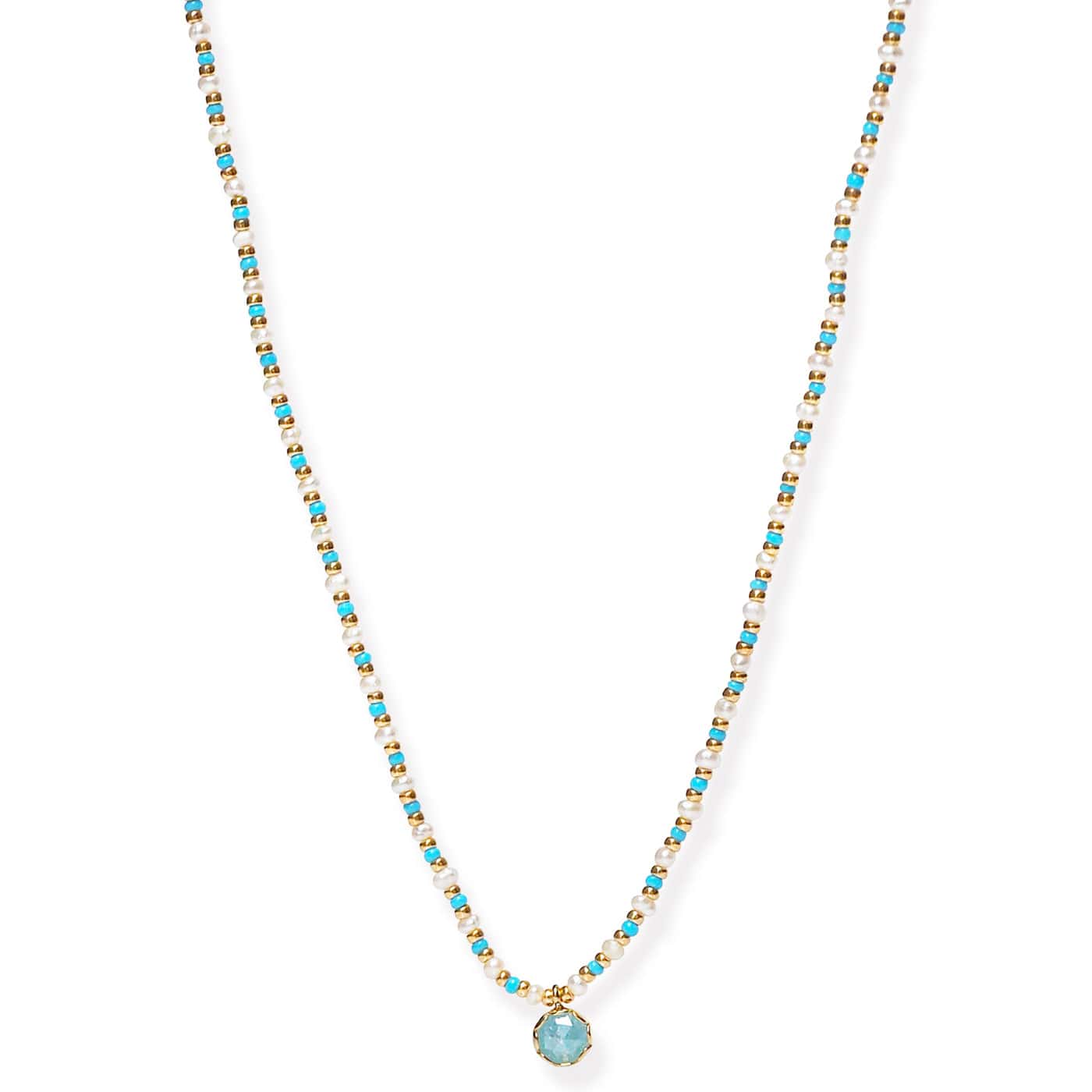 Handmade Beaded Necklace With Glass Stone Accent - Image 6