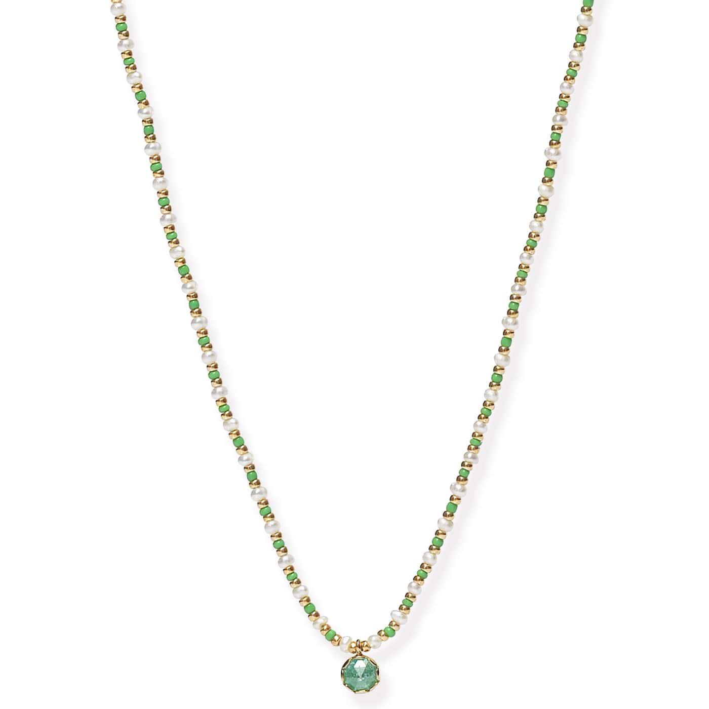 Handmade Beaded Necklace With Glass Stone Accent - Image 7