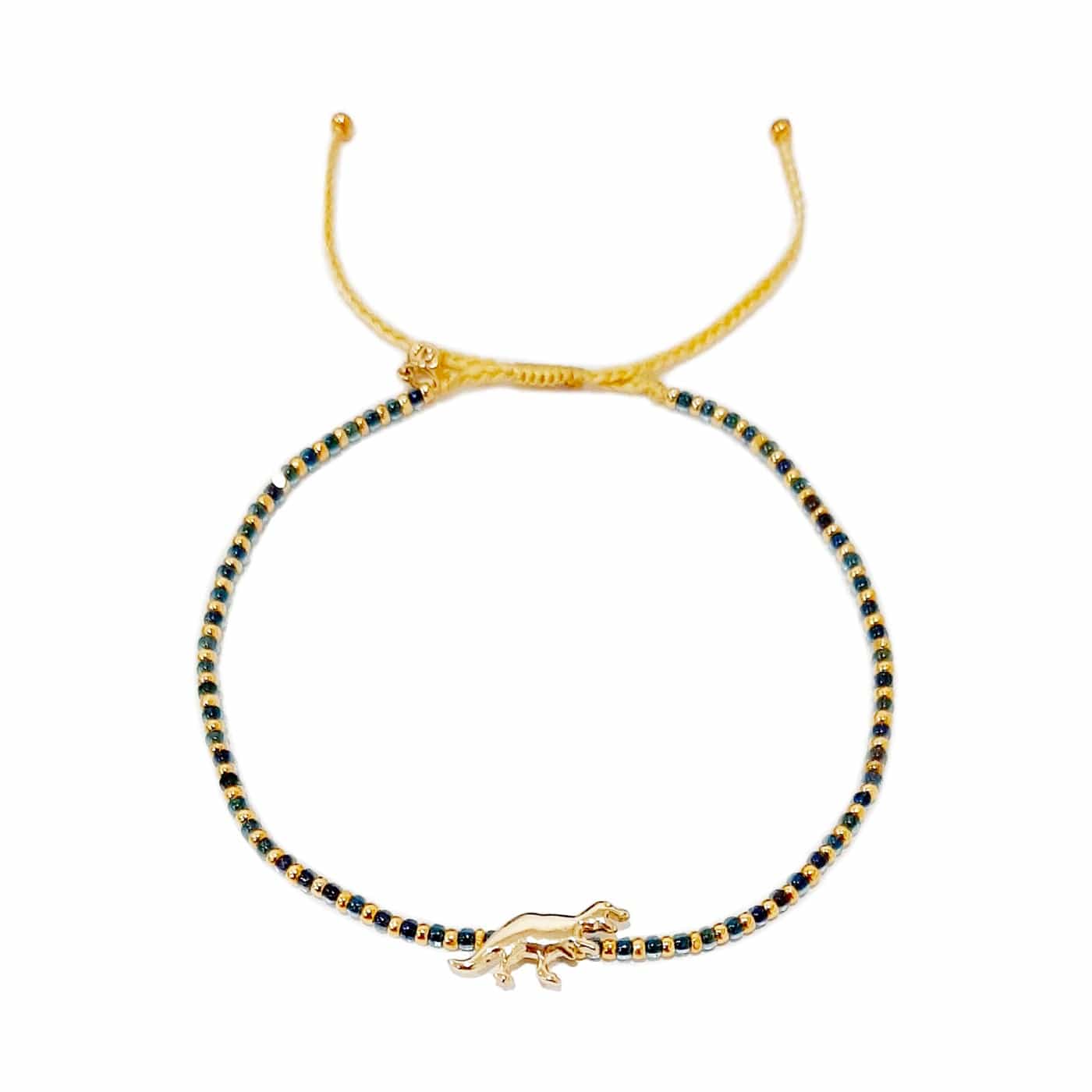 Handwoven Bracelet With Dinosaur Charm