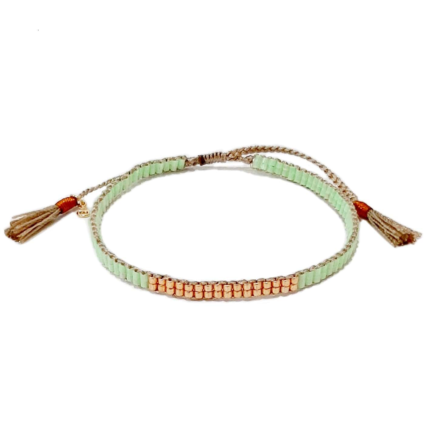 Double Row Japanese Beaded Bracelet – Gold Accents