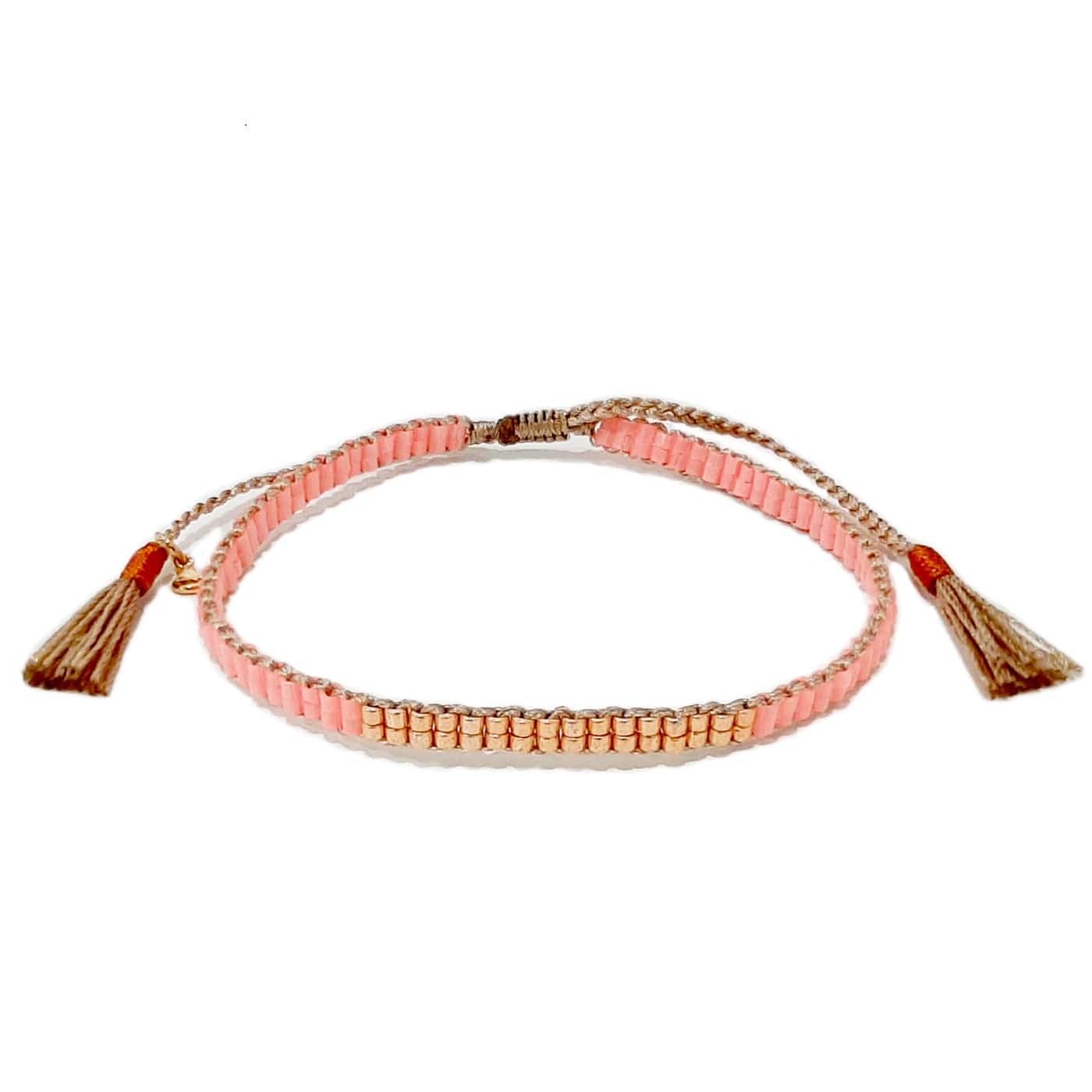 Double Row Japanese Beaded Bracelet – Gold Accents - Image 2