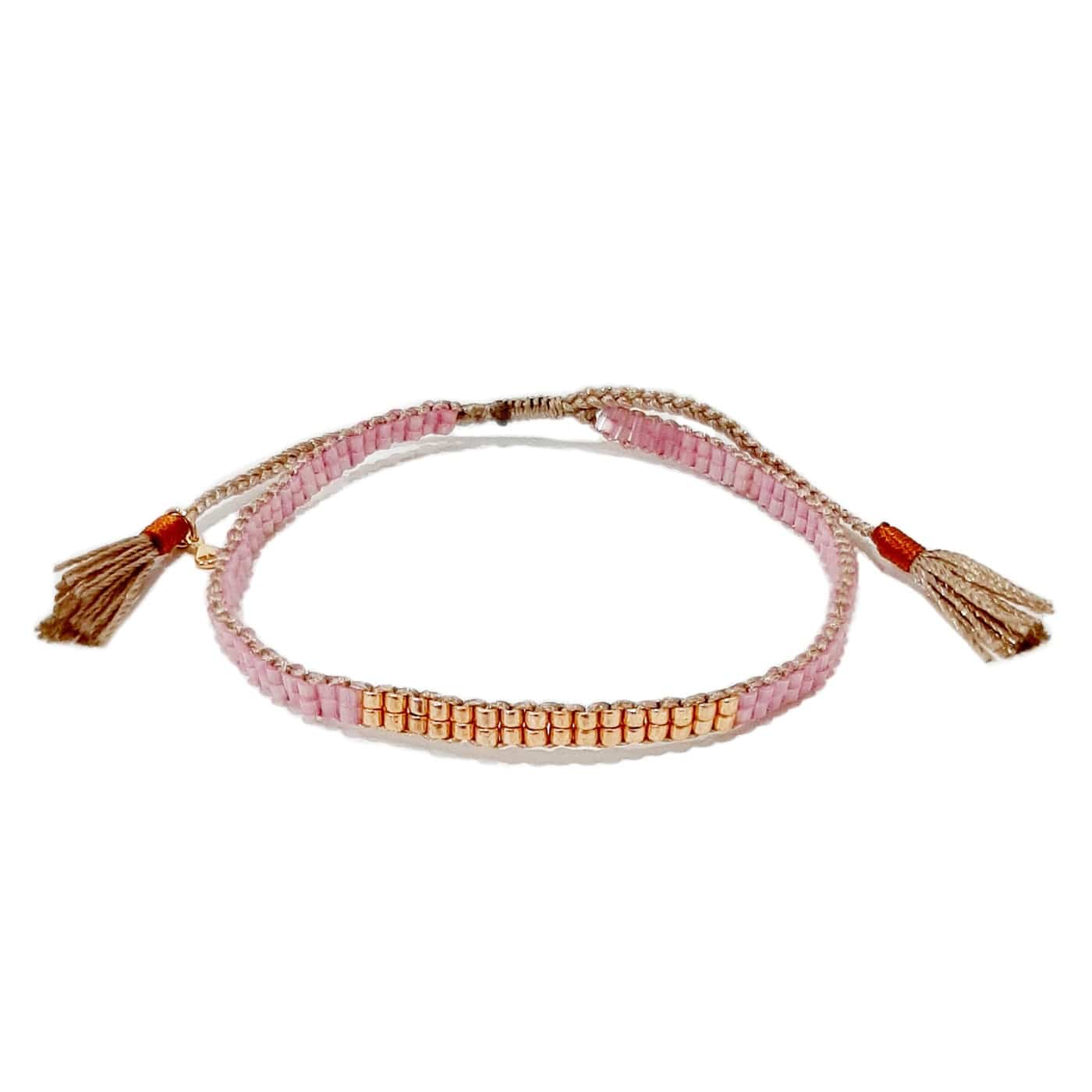 Double Row Japanese Beaded Bracelet – Gold Accents - Image 3