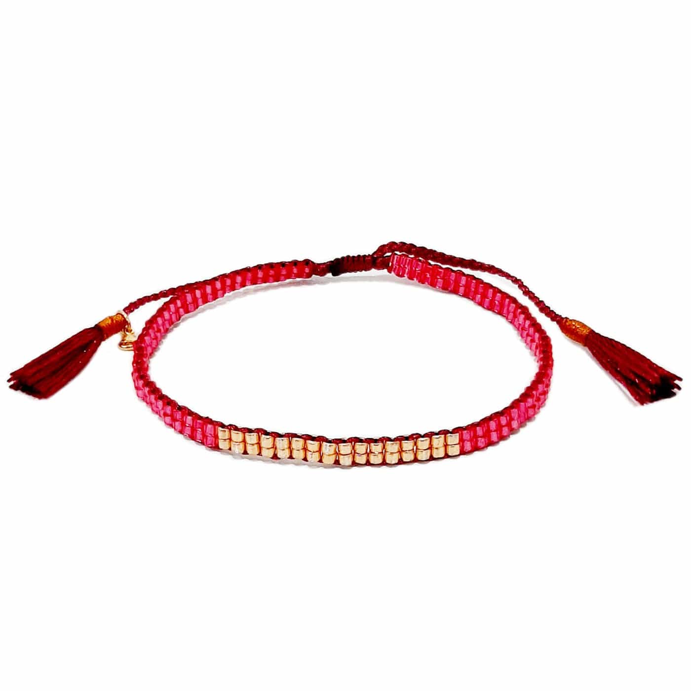Double Row Japanese Beaded Bracelet – Gold Accents - Image 4
