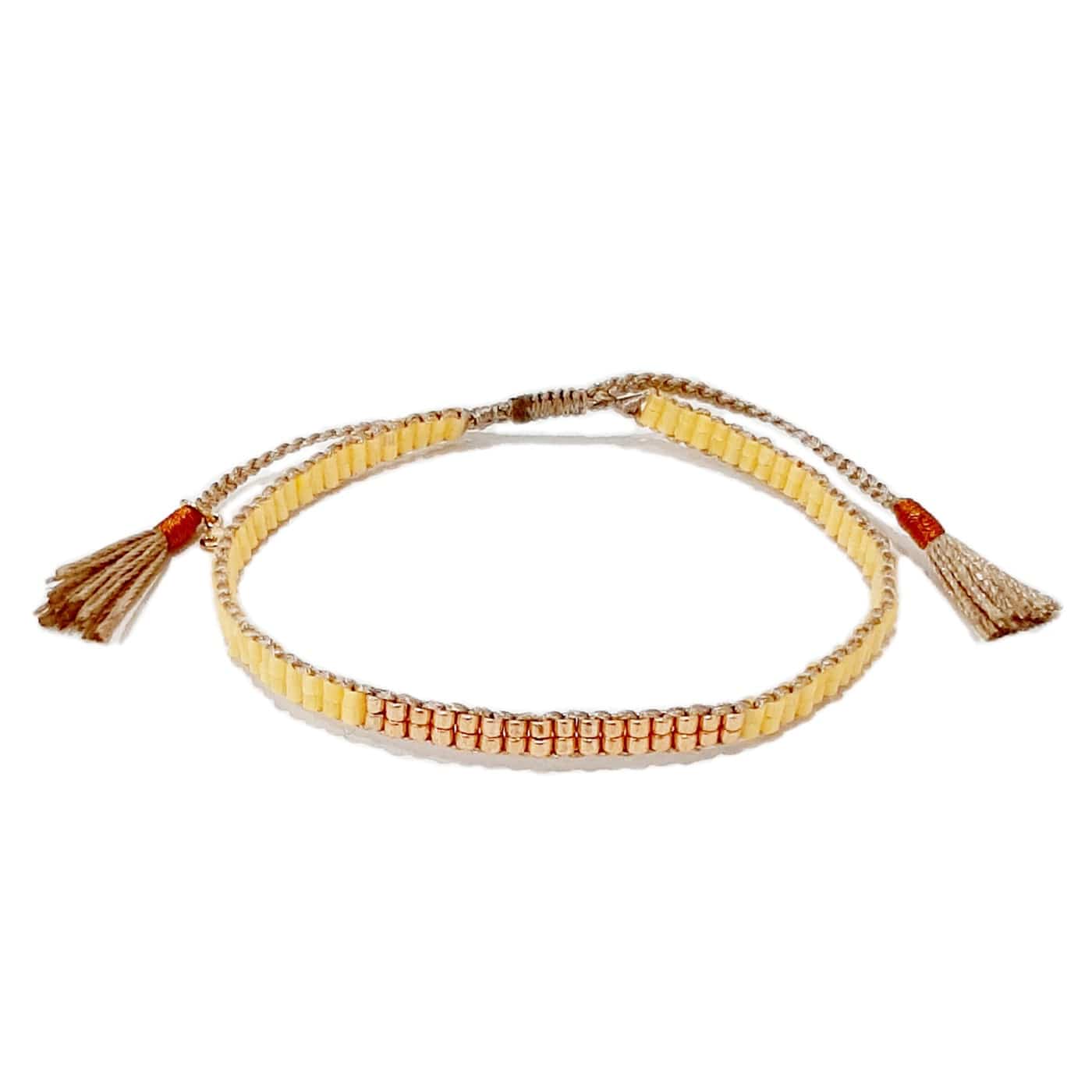 Double Row Japanese Beaded Bracelet – Gold Accents - Image 6
