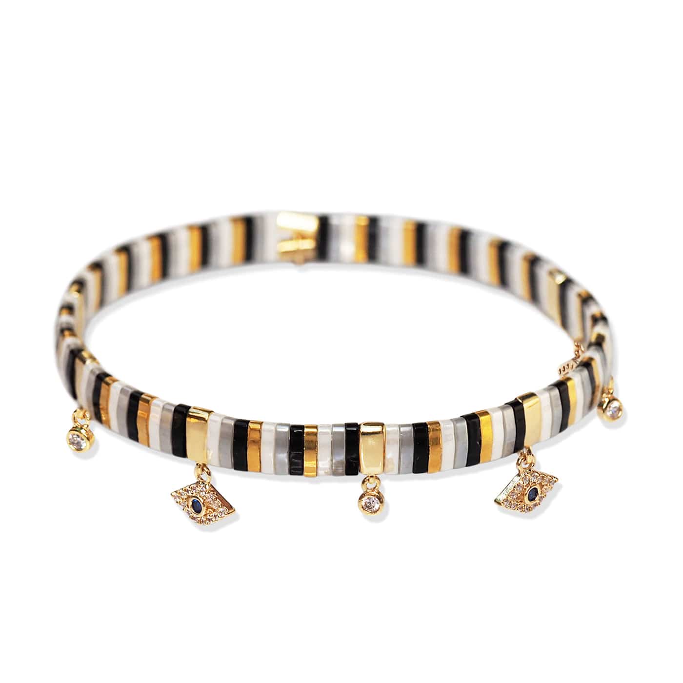 Handmade Gold Tila Bead Bracelet With Charms - Image 2