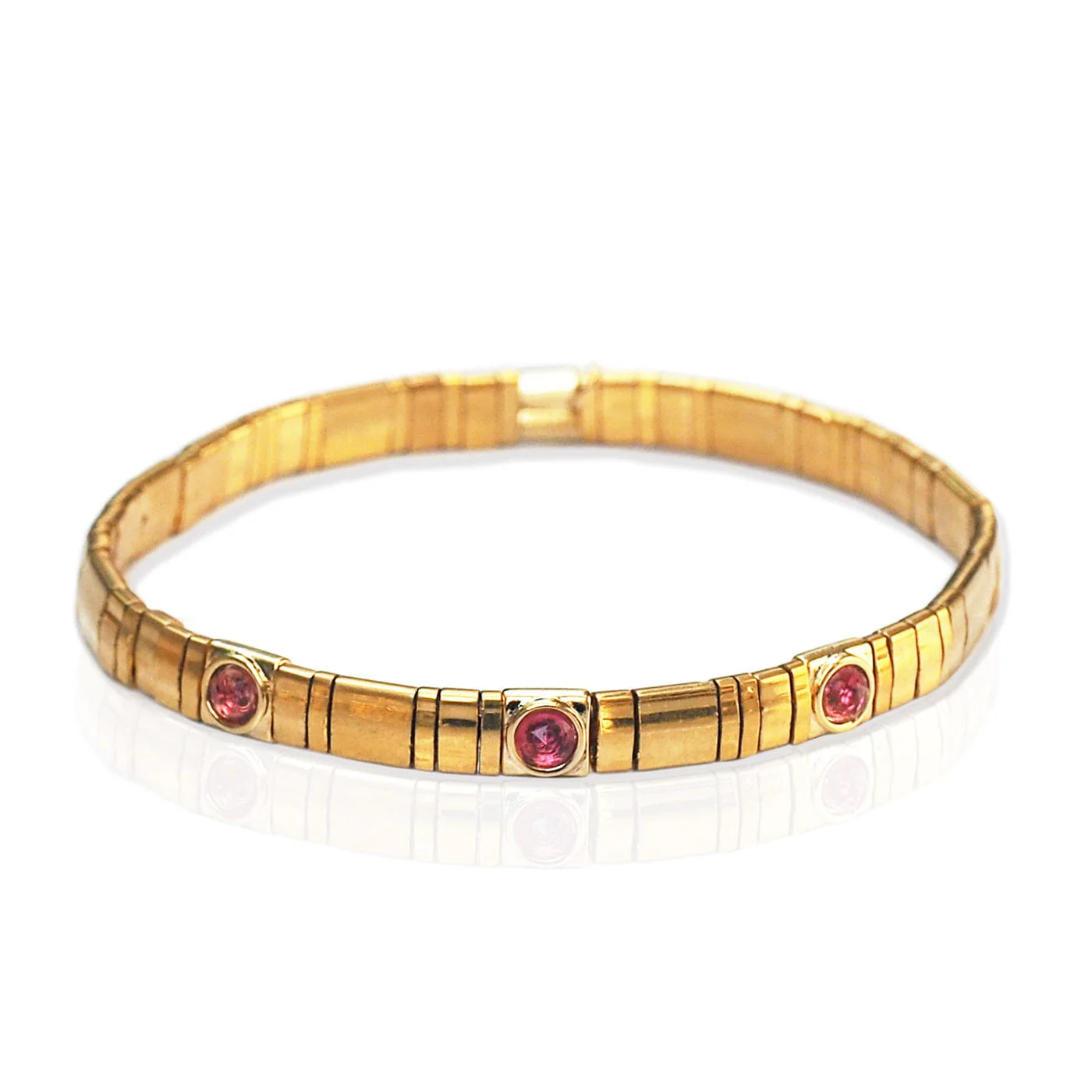 Gold Tila Bead Bracelet with Starburst Charms - Image 2