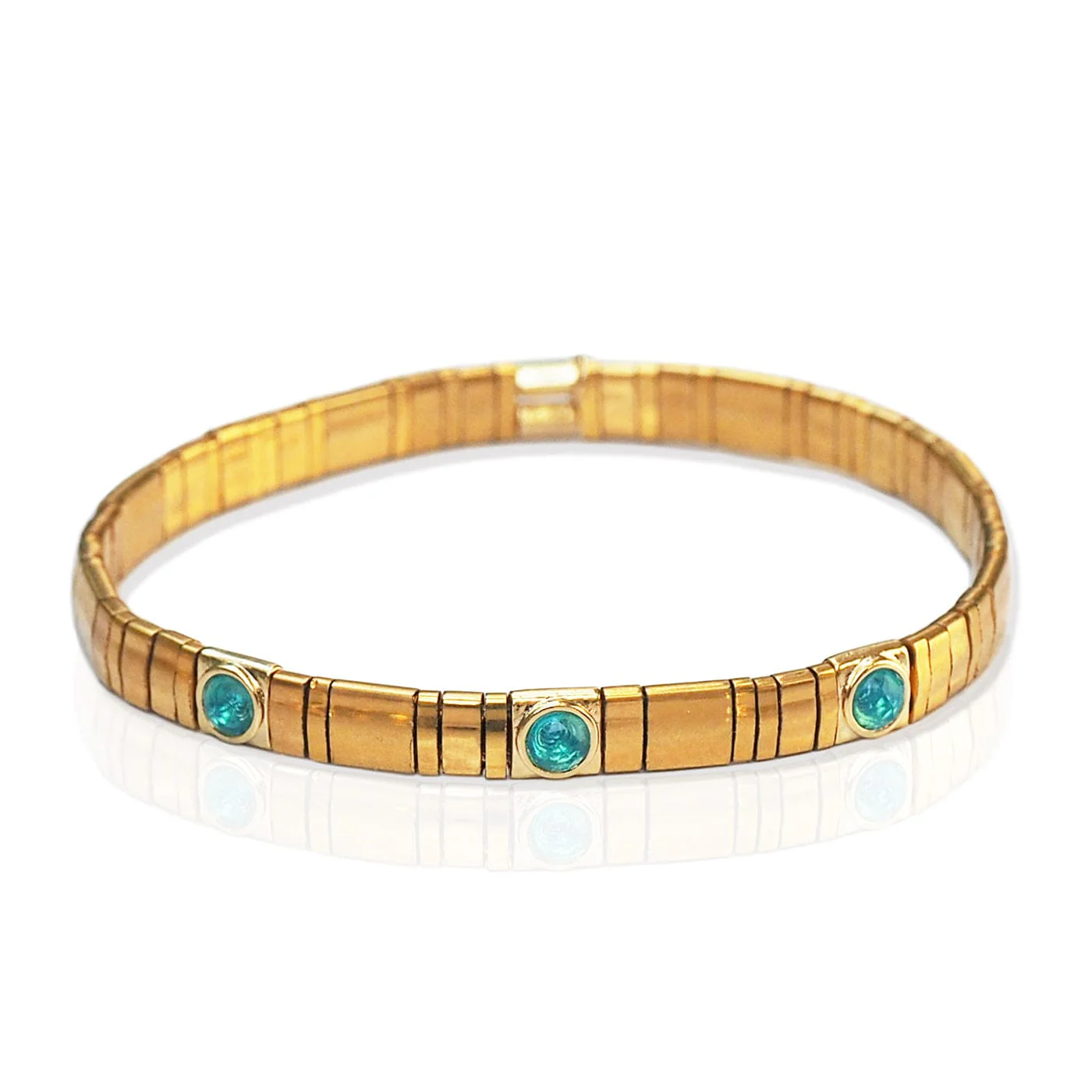 Gold Tila Bead Bracelet with Starburst Charms - Image 3