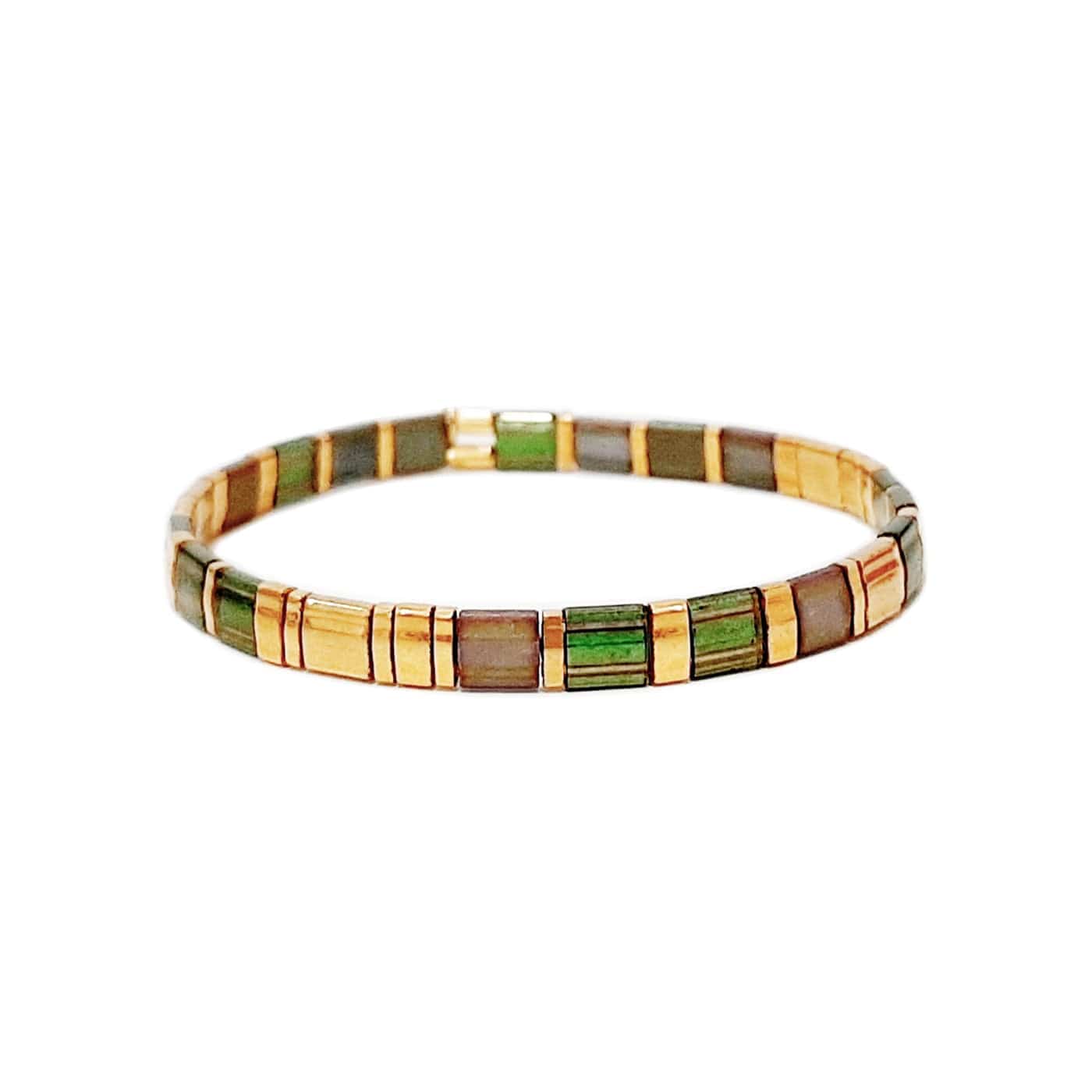 Iridescent Gold & Green Tila Bracelet