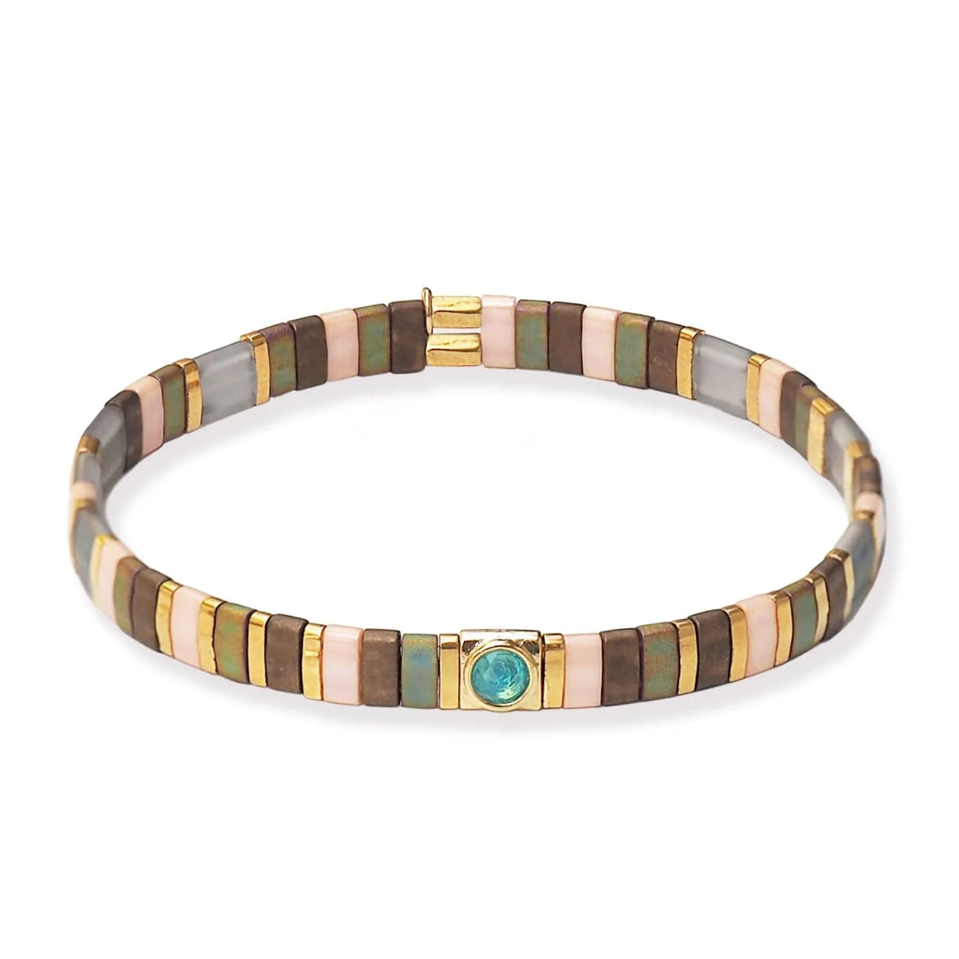 Handmade Neutral Tila Beaded Bracelet
