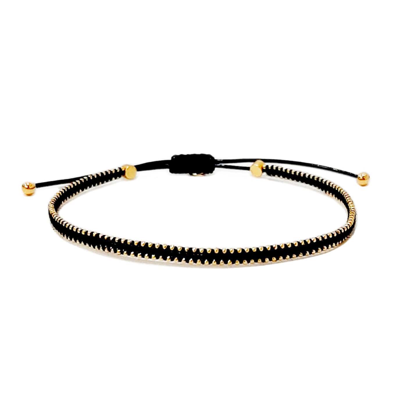 Silk Cord Bracelet with Gold Beaded Detail