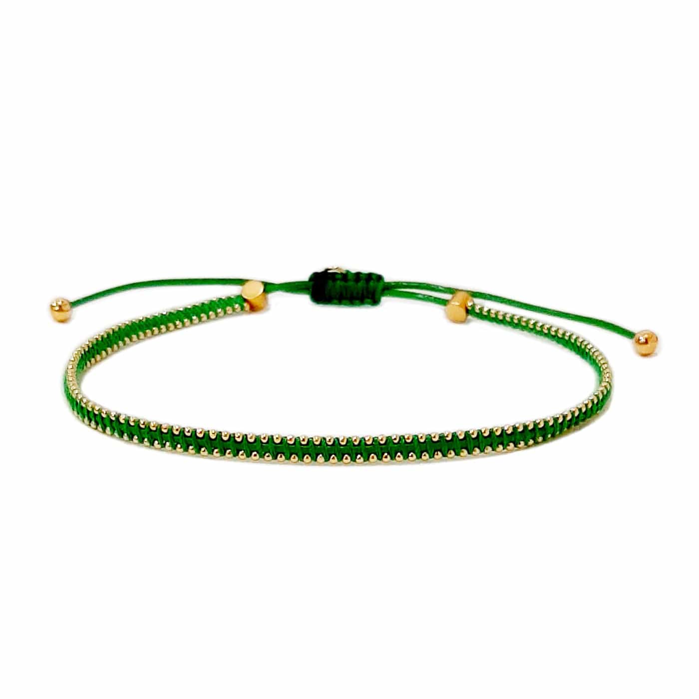 Silk Cord Bracelet with Gold Beaded Detail - Image 3