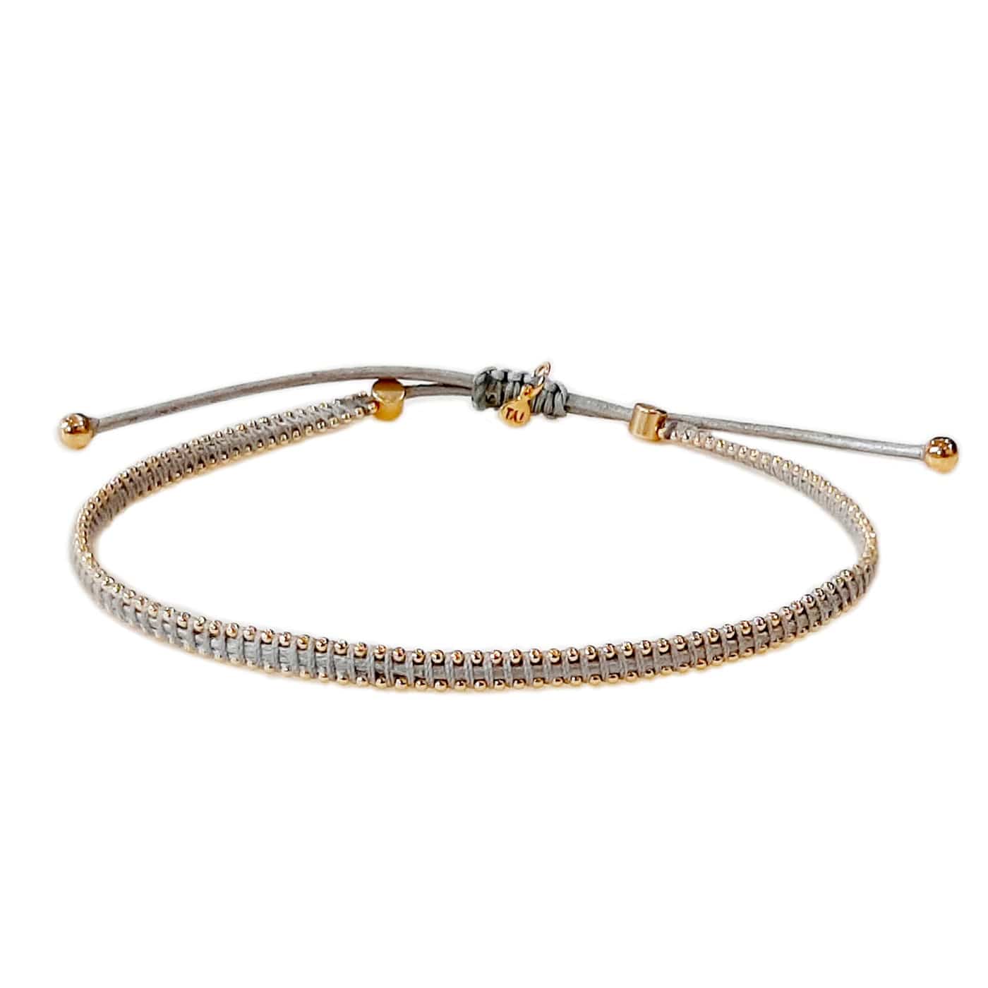 Silk Cord Bracelet with Gold Beaded Detail - Image 4