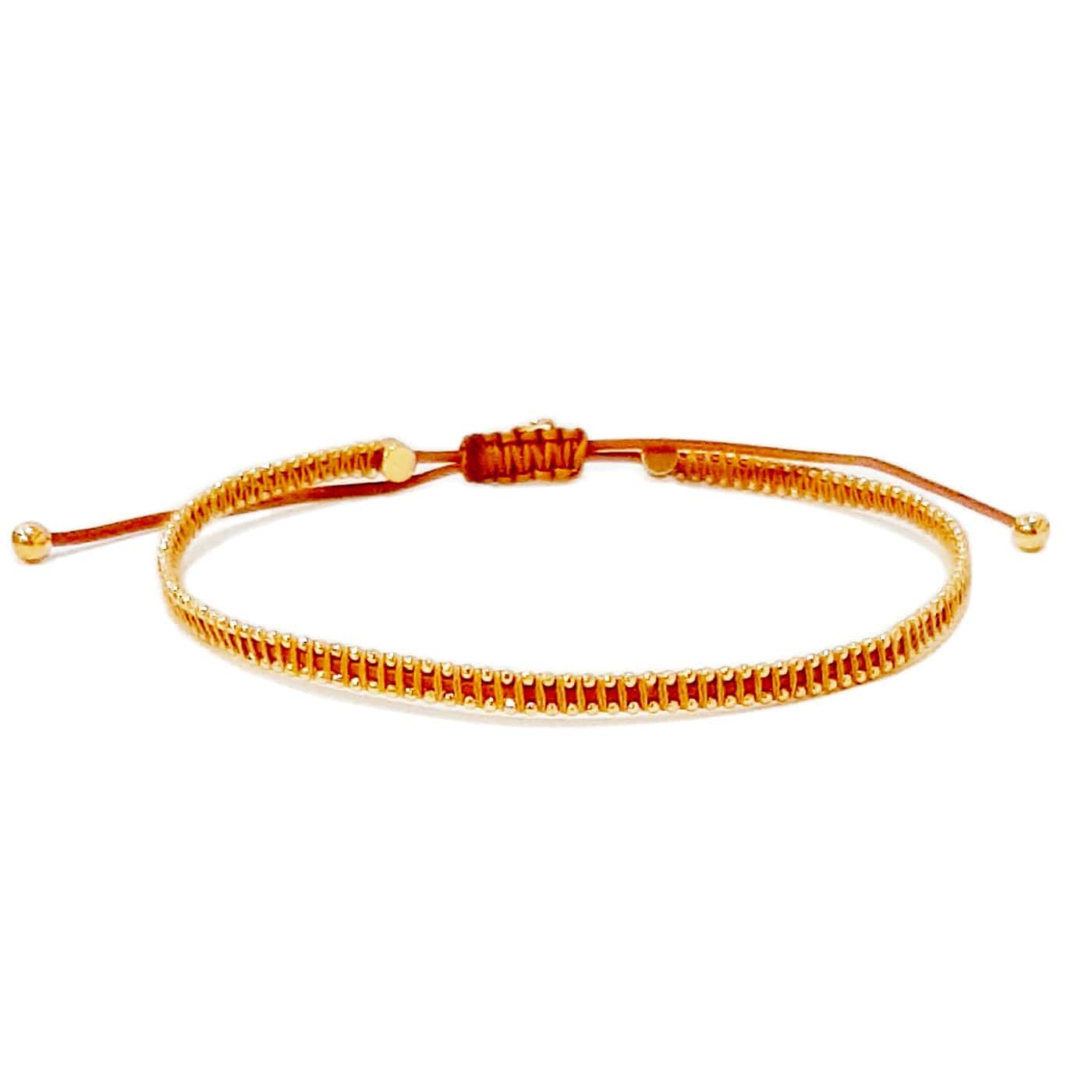 Silk Cord Bracelet with Gold Beaded Detail - Image 5