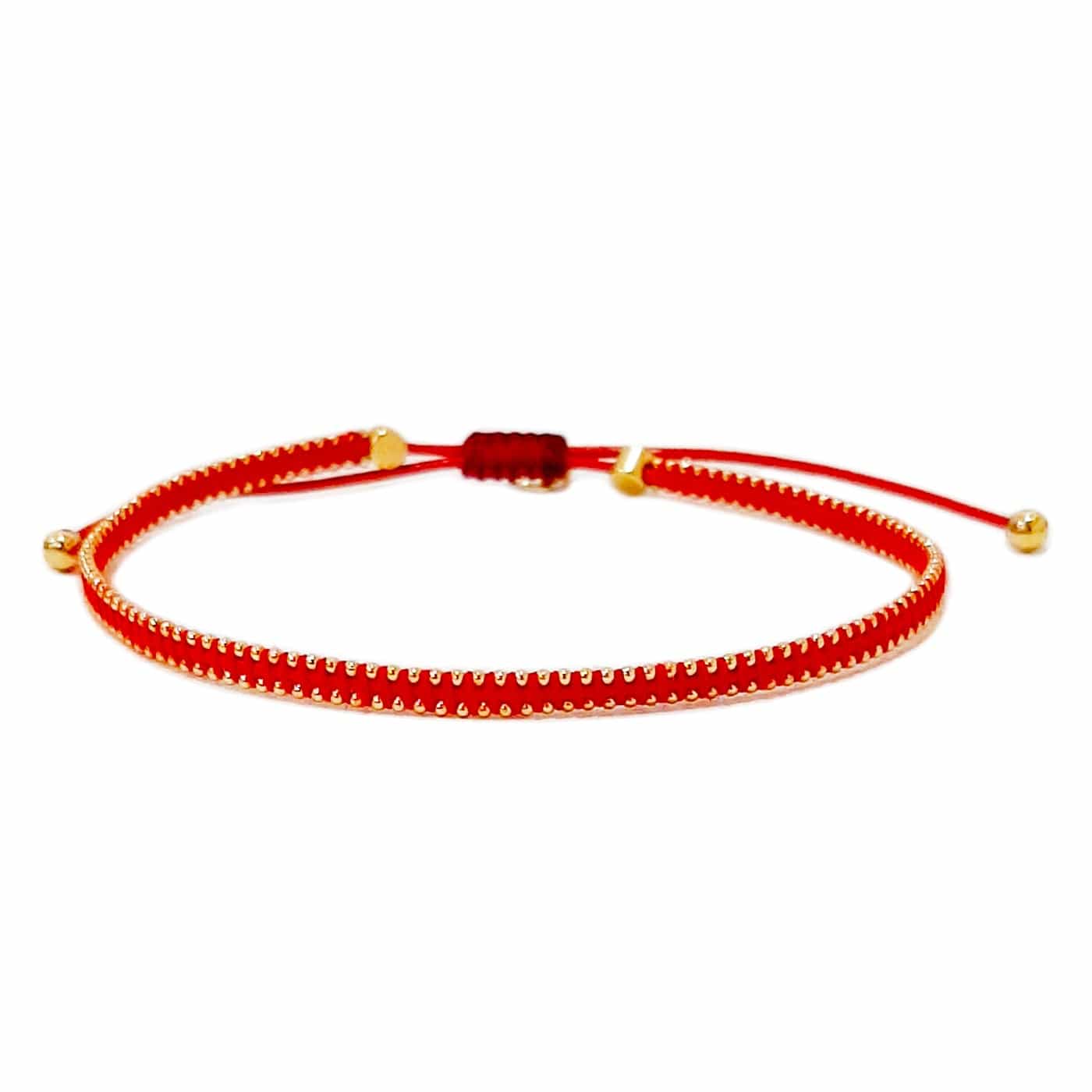 Silk Cord Bracelet with Gold Beaded Detail - Image 6