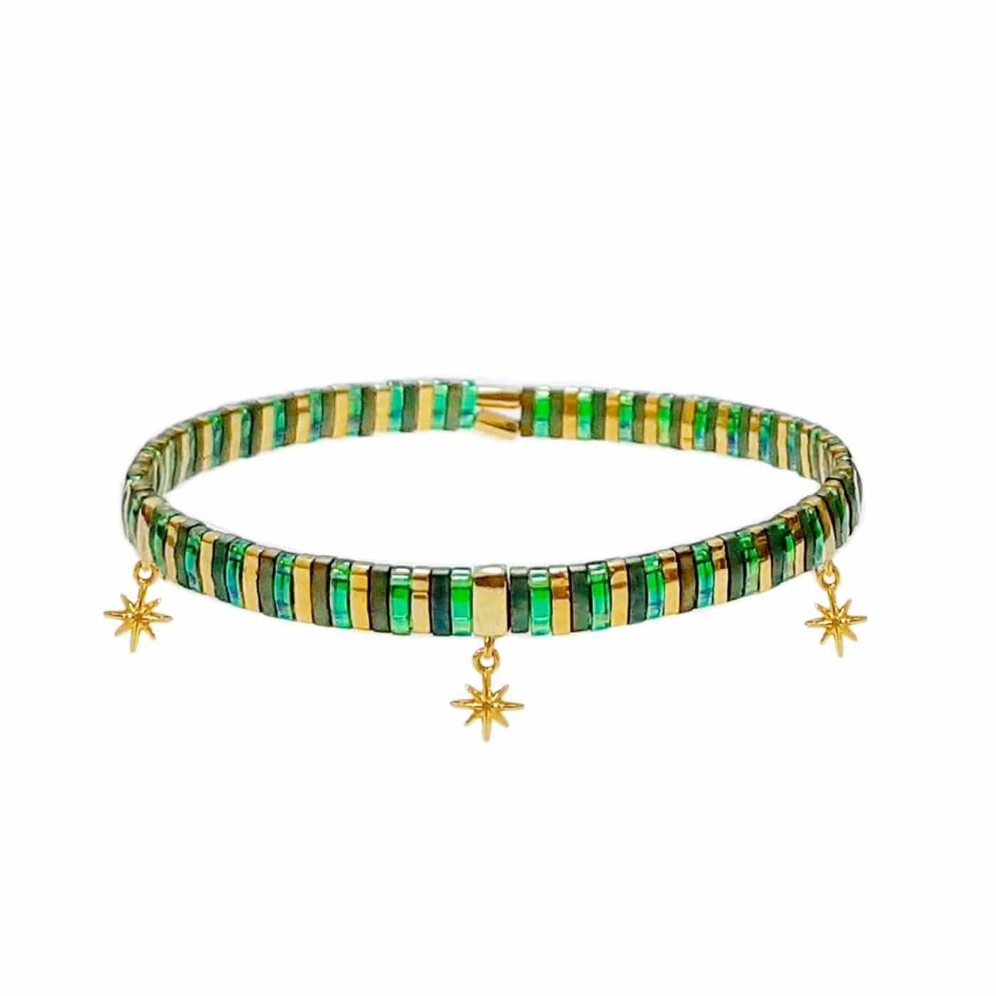 Handmade Tila Bead Bracelet with Starburst Charms