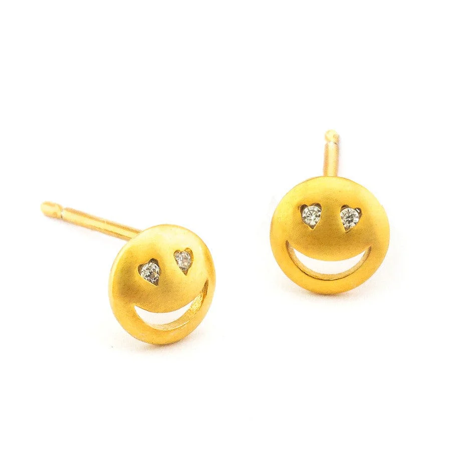 Heart Eye Simple Gold Emoji Post Earring