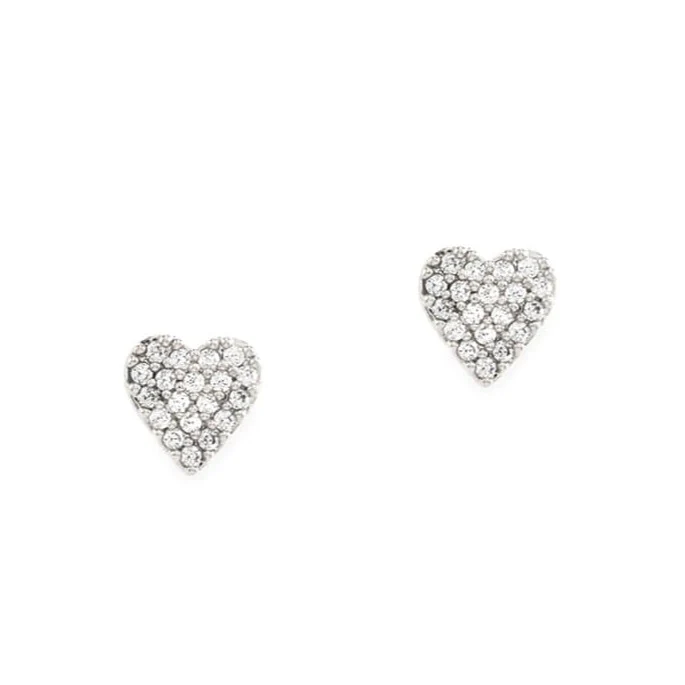 CZ Heart Stud Earrings - Image 3
