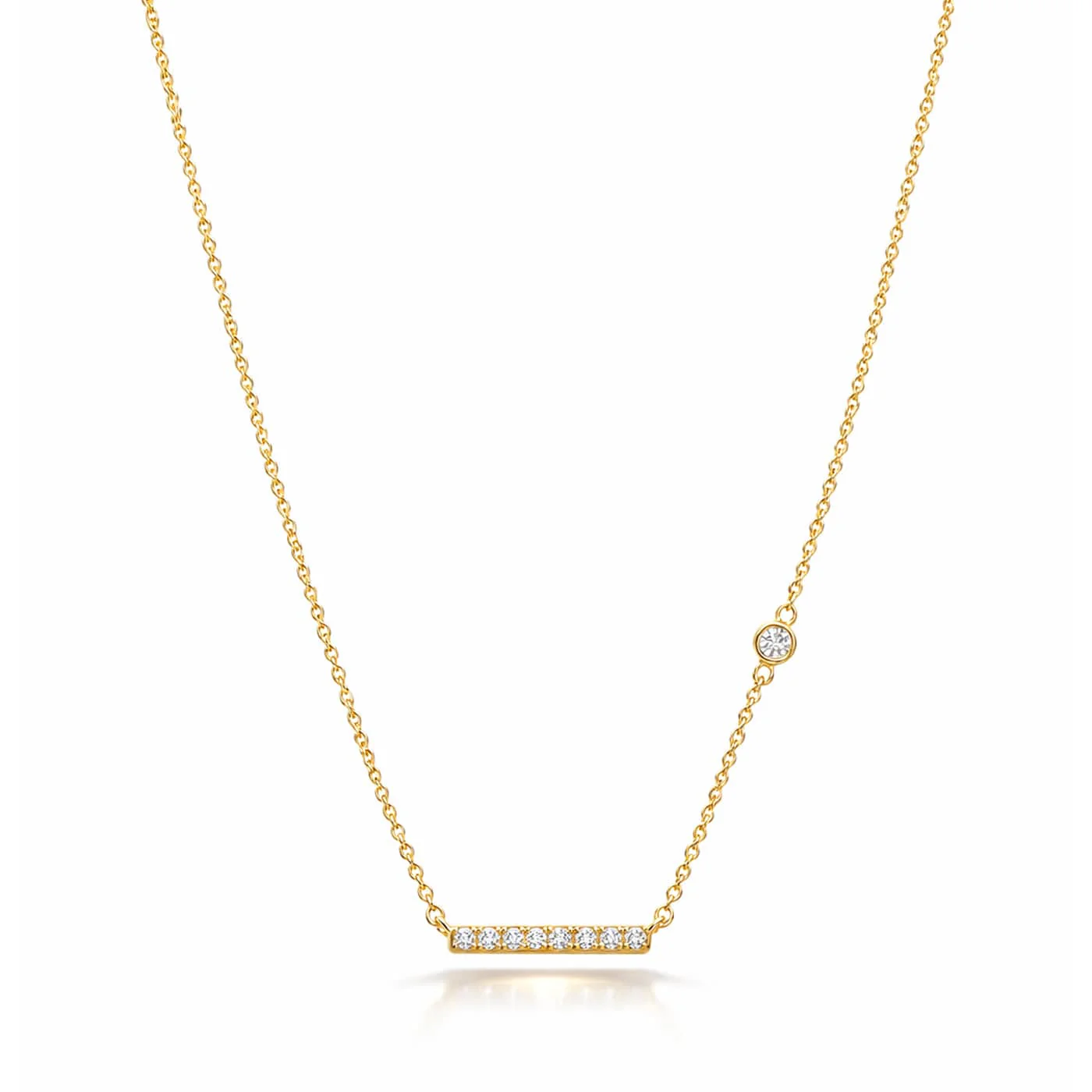 Horizontal Bar Necklace with Stone Accents