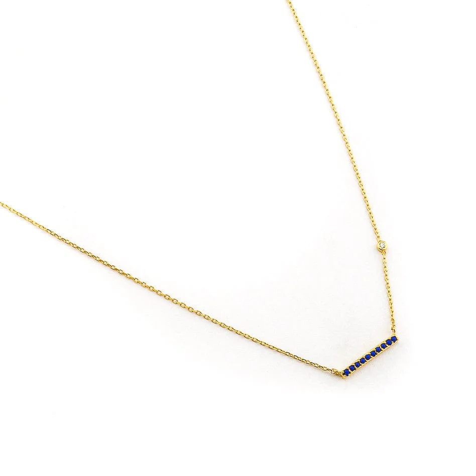 Horizontal Bar Necklace with Stone Accents - Image 3