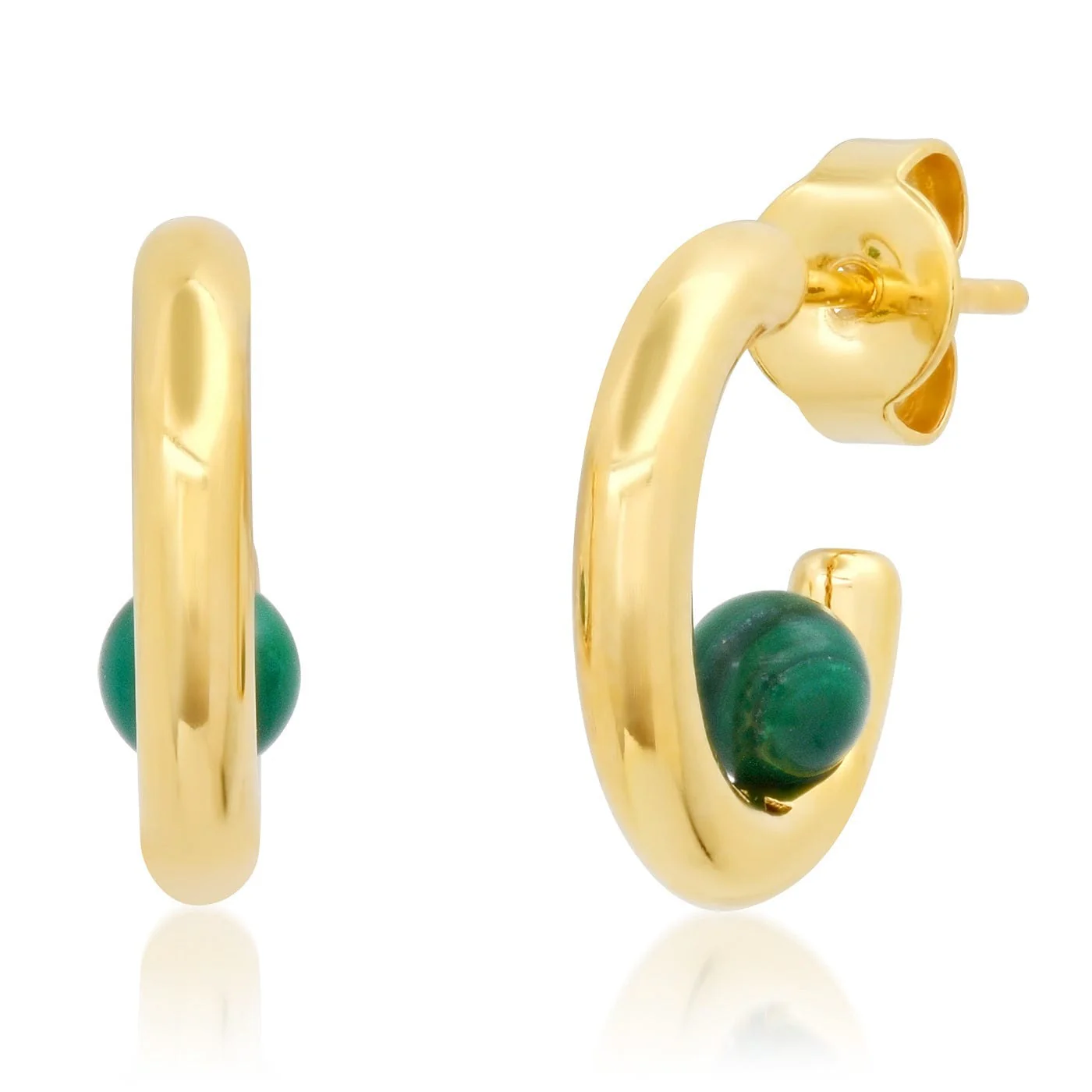 Huggie with Gemstone Ball Accent