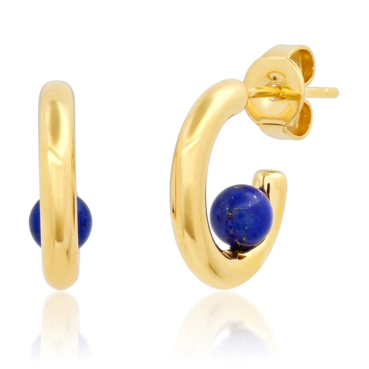 Huggie with Gemstone Ball Accent - Image 4