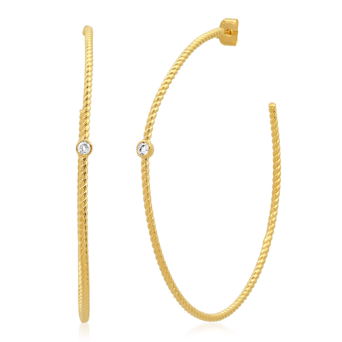 Large Braided Hoops With Cz Accents