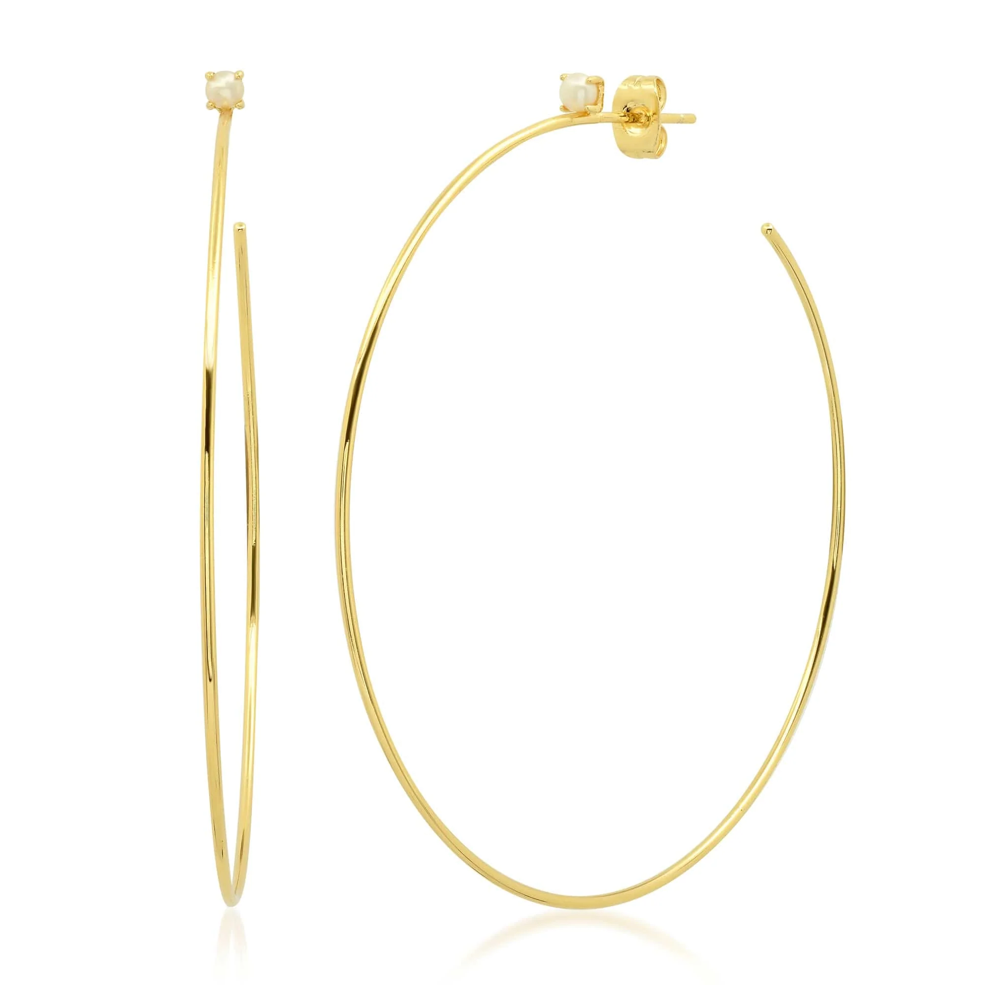 Large Gold Hoop With Pearl Stud