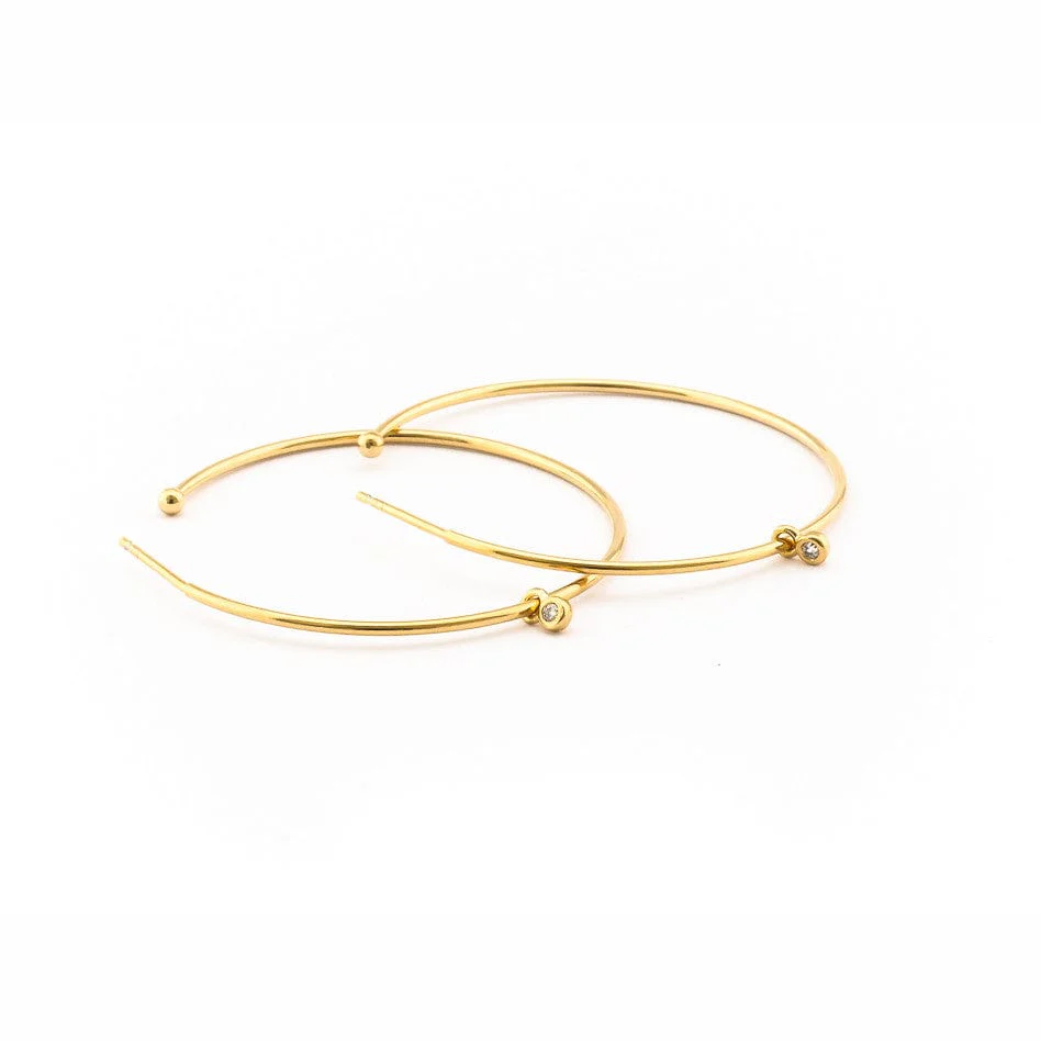 Large Hoop Earring With Cz Charm - Image 2