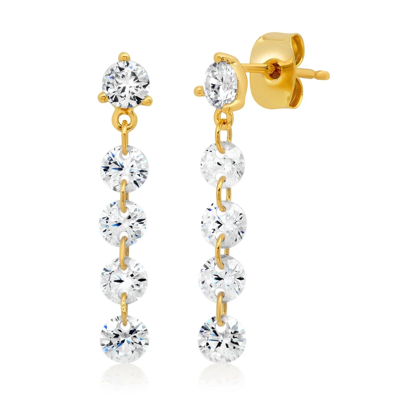 Floating Linear Gem Drop Earrings