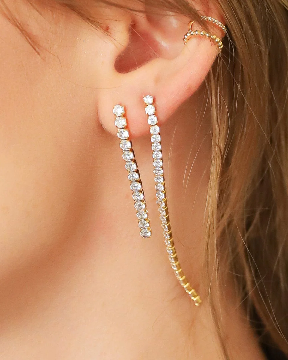 Long Linear CZ Earrings - Image 4